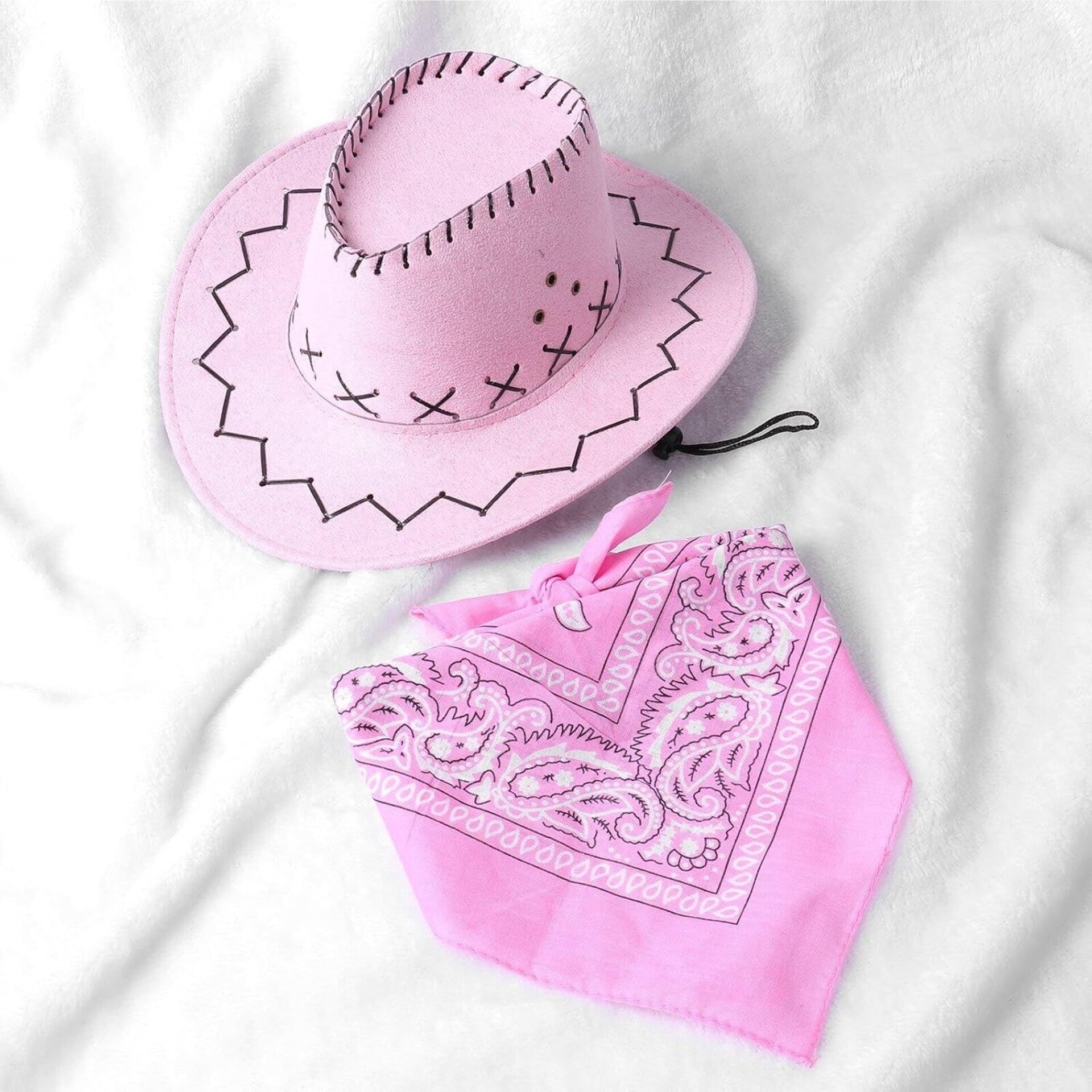Sombrero Cowboy Vaquera con Bandana Pañuelo Rosa para niñas - 4