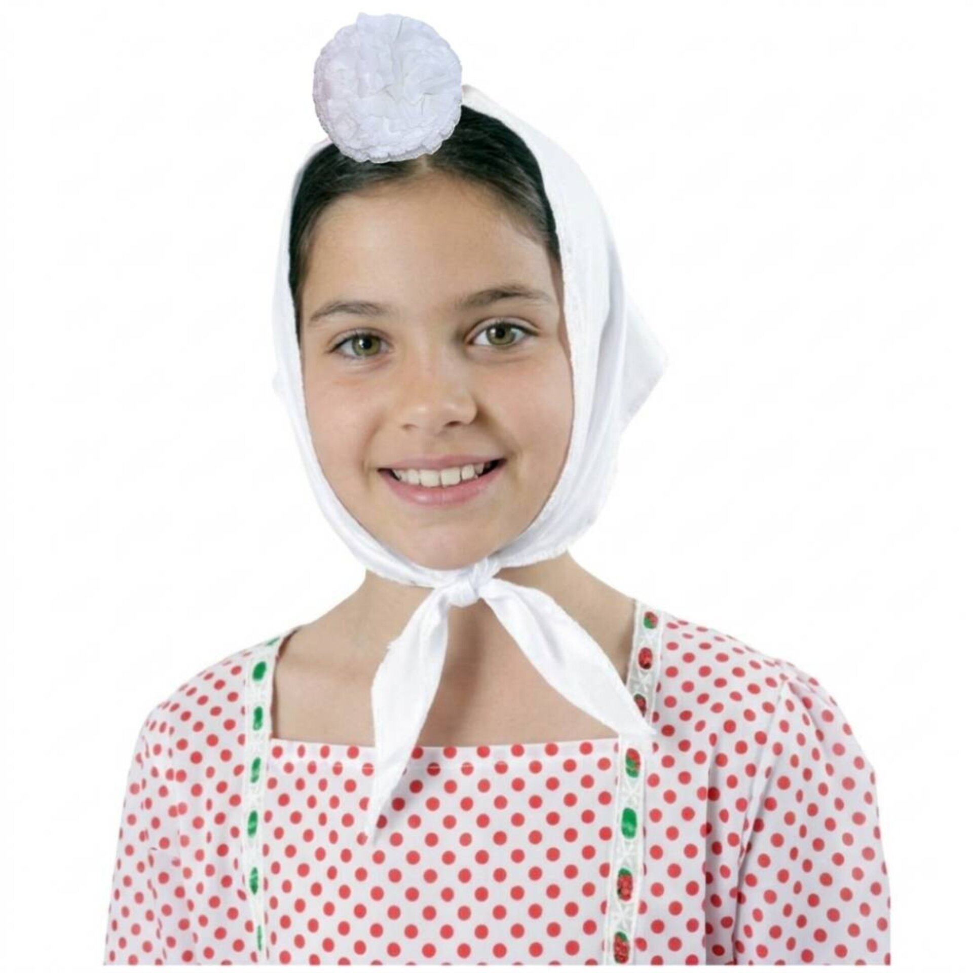 Lote 24 Accesorios Disfraz Chulapa: 12 Pañuelos Blancos + 12 Claveles para Niñas - 3