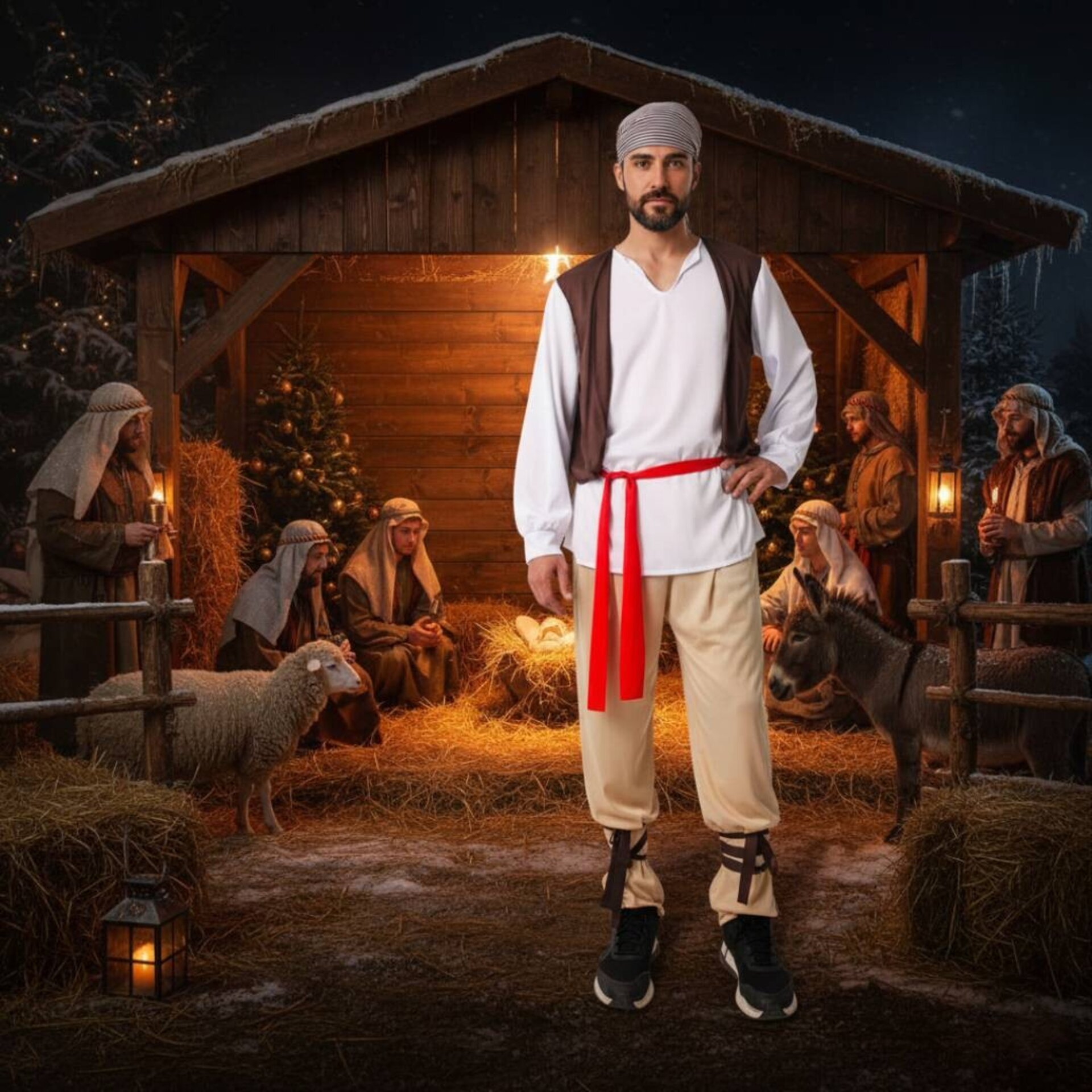 Disfraz de Pastor Campesino de Belén - Traje Navideño Hombre | Talla Única - 1