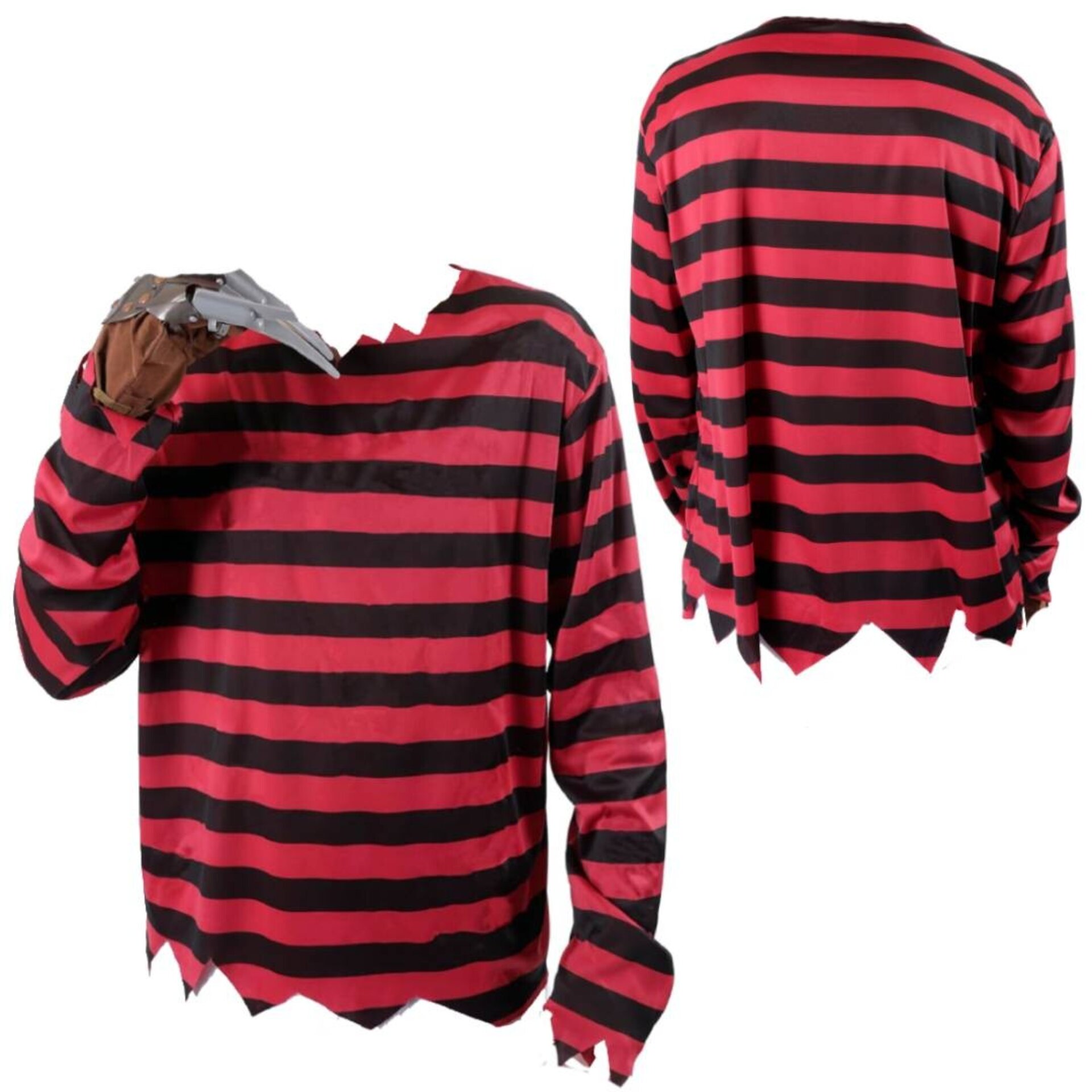 Camisa Manga Larga Rayas Rojas y Negras para Disfraz Freddy Krueger - 1