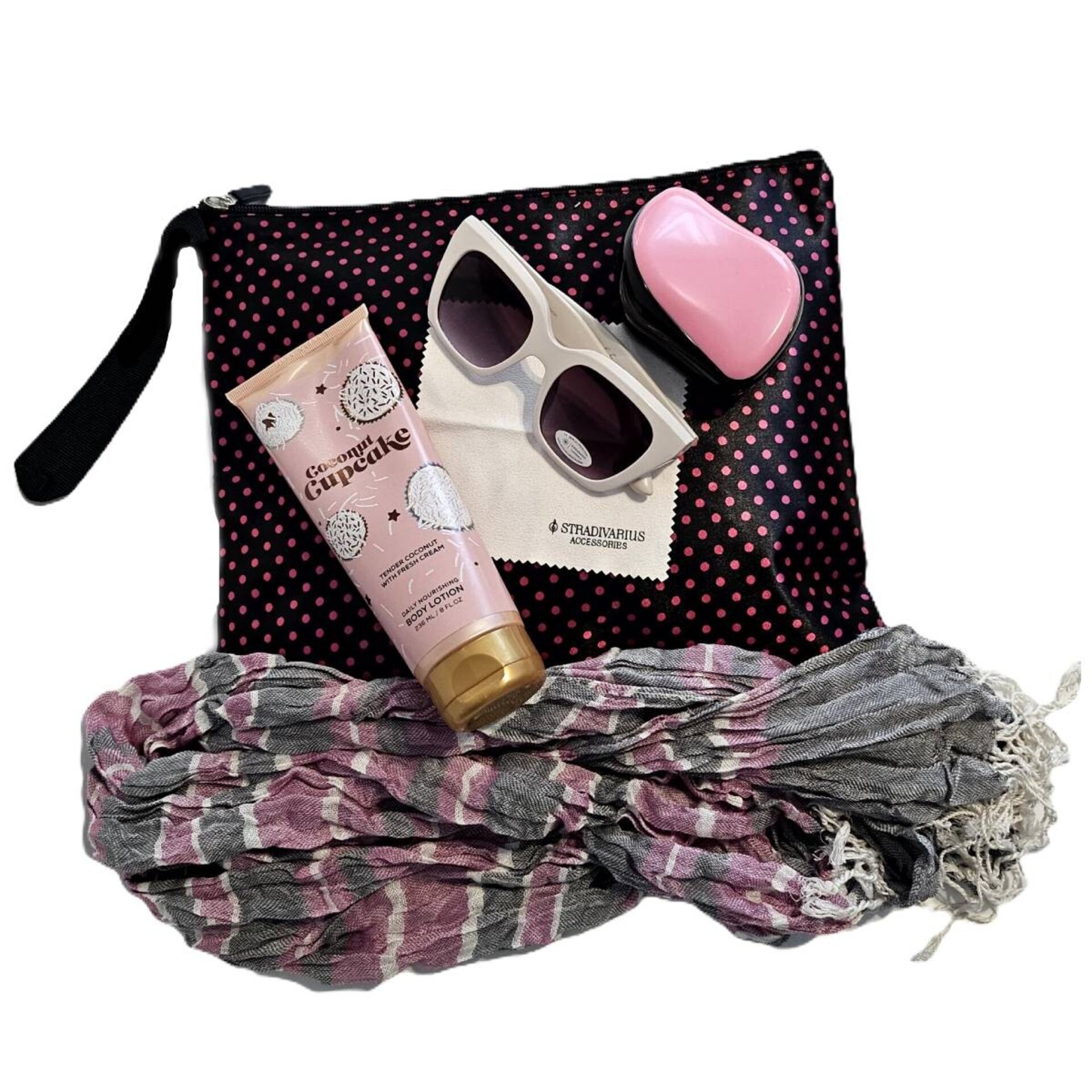 Kit de Viaje Coconut Lotion Bufanda Neceser Cepillo de pelo Gafas de Sol Blancas - 8