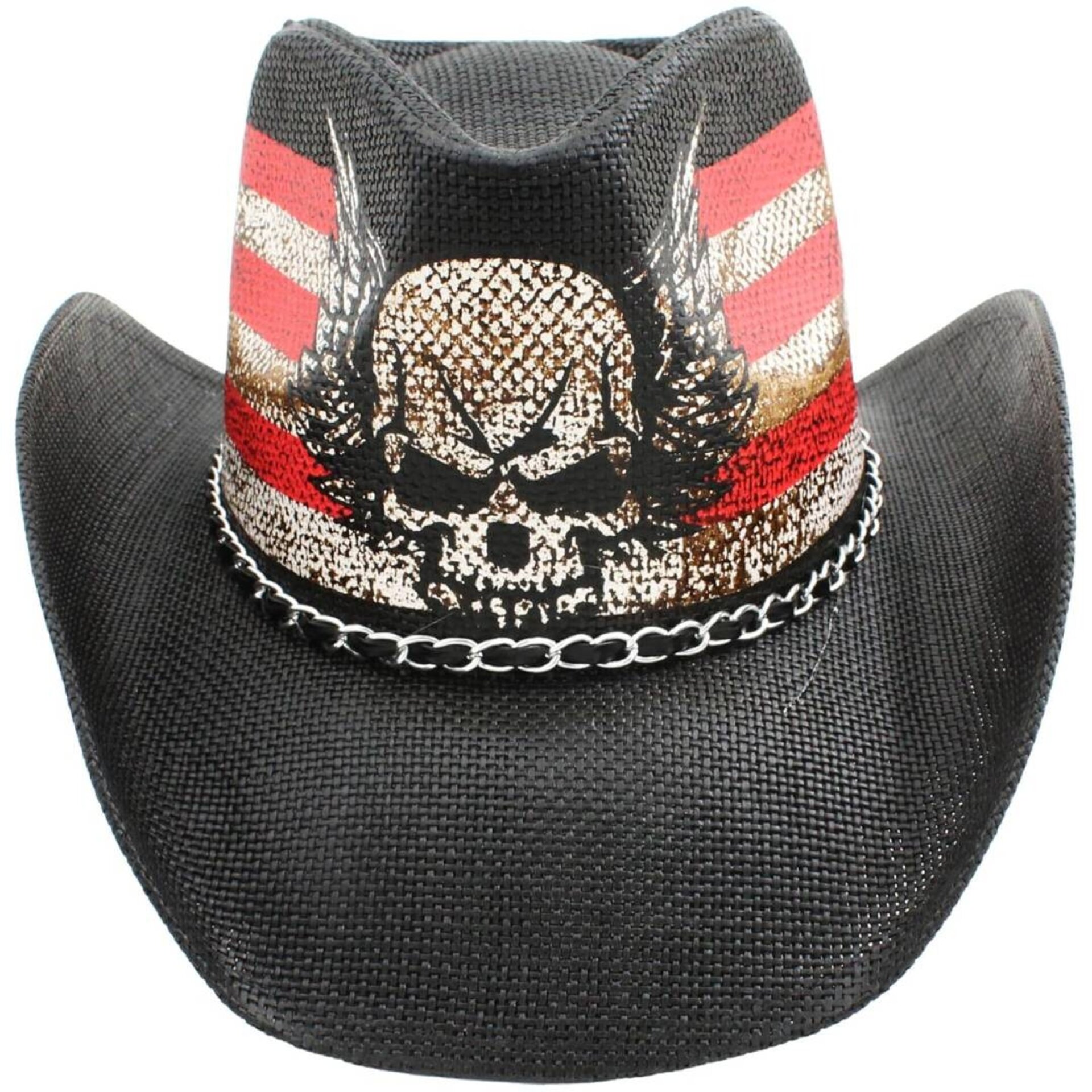 Sombrero Vaquero de Paja Estampado Americano Calavera Western Cowboy Adulto - 2