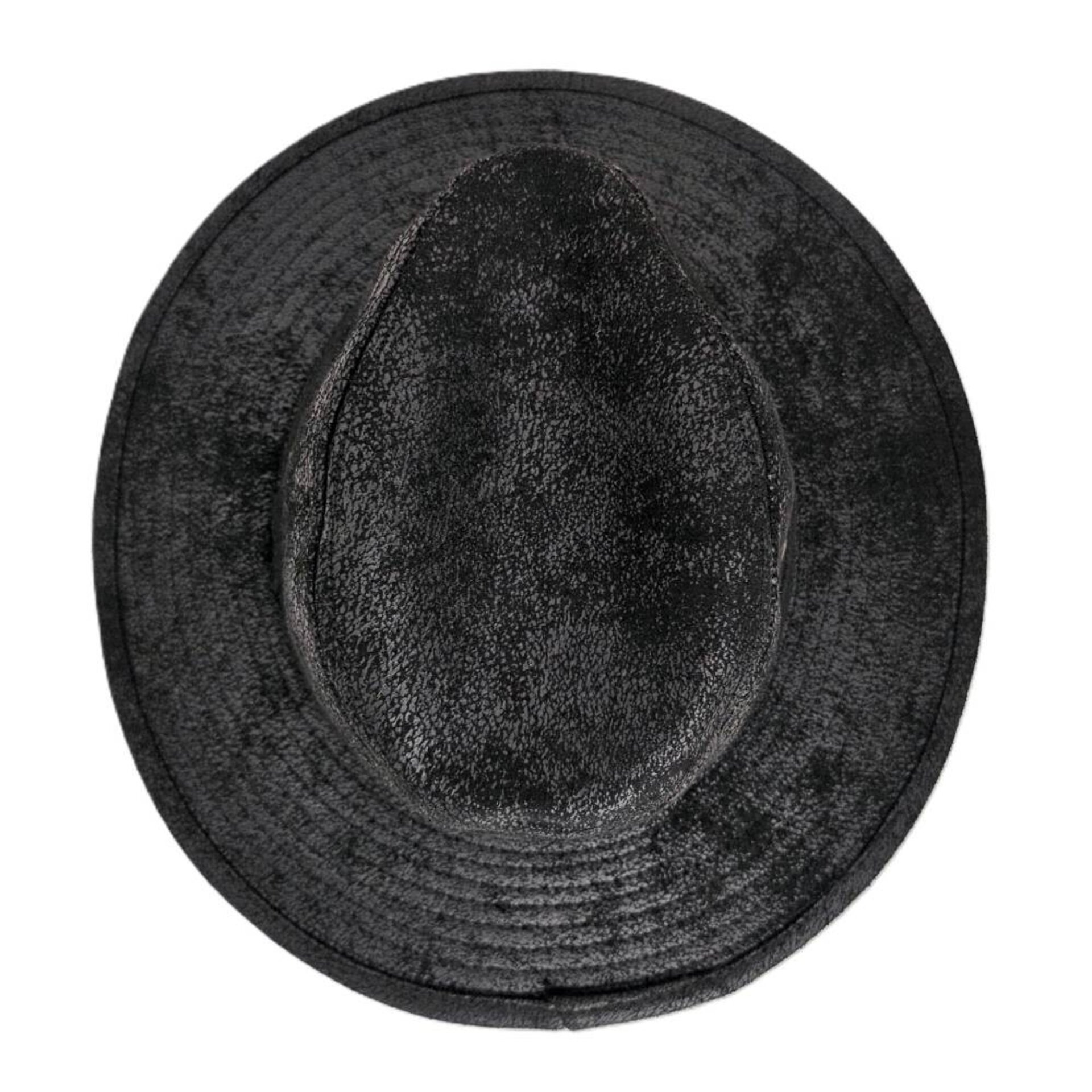 Sombrero Fedora Sintético Negro Desgastado Unisex Adulto Estilo Western Aventura - 6