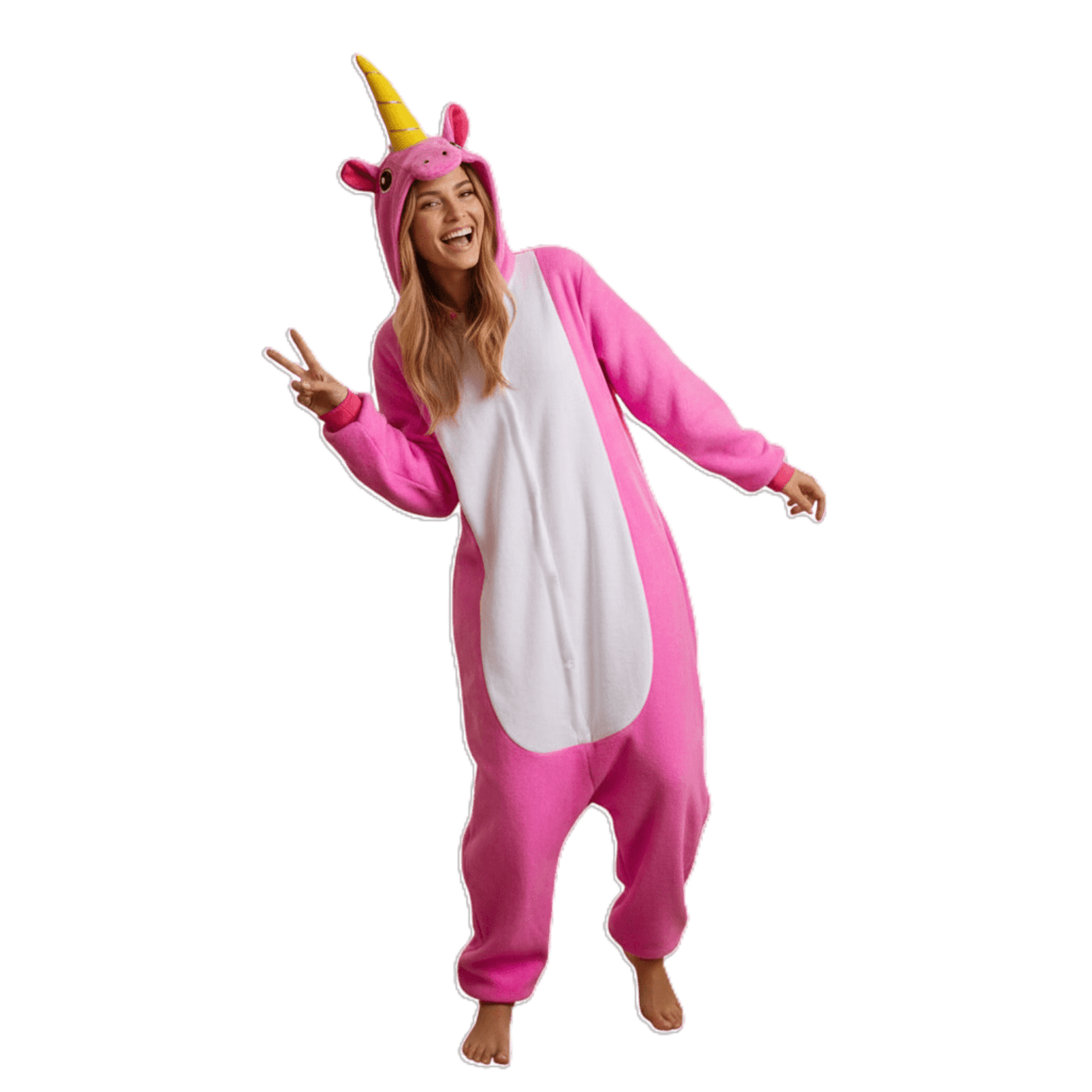 Pijama Mono Enterizo Unicornio Rosa - Kigurumi Térmico para Mujer | Talla única - 4