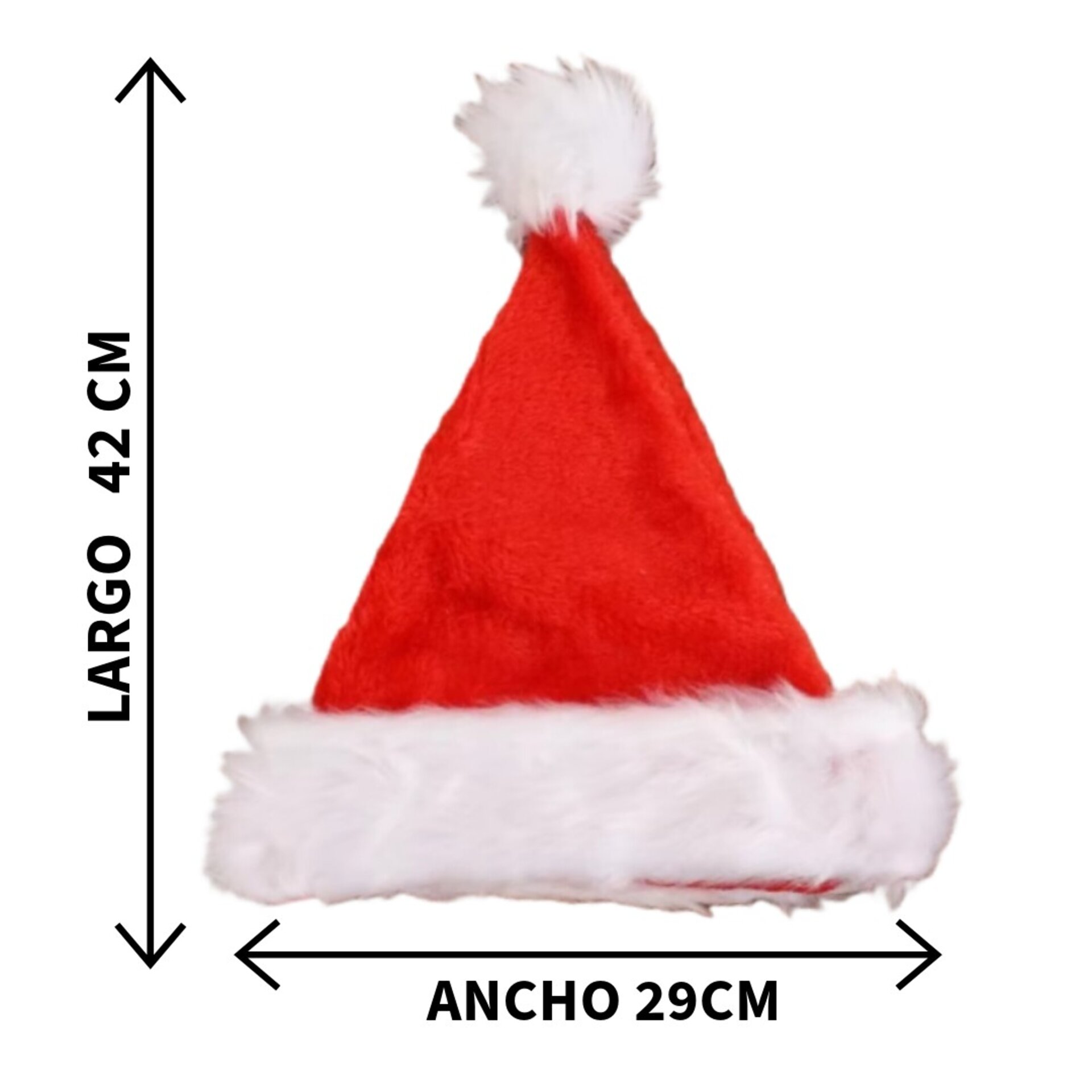 Gorro de Papá Noel Clásico de Peluche - Accesorio Navideño Suave y Festivo - 6