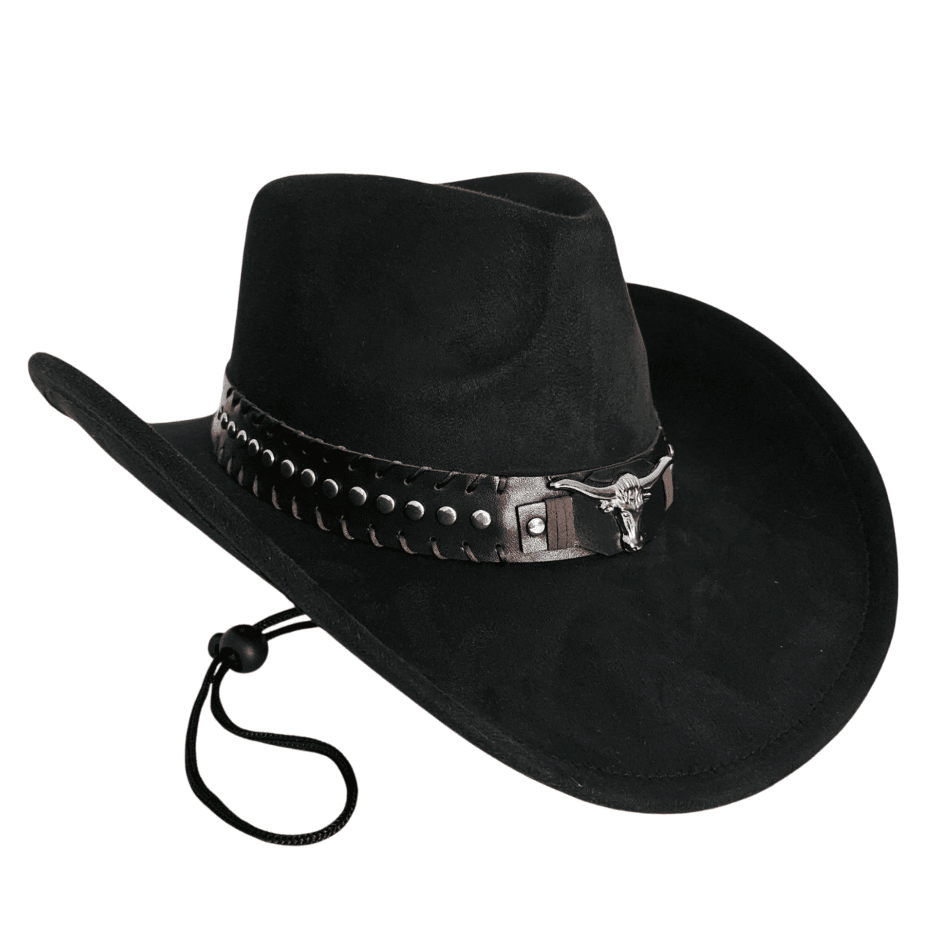 Sombrero Vaquero Cowboy | Estilo Western de Ala Ancha | Negro Gamuza Sintética - 1