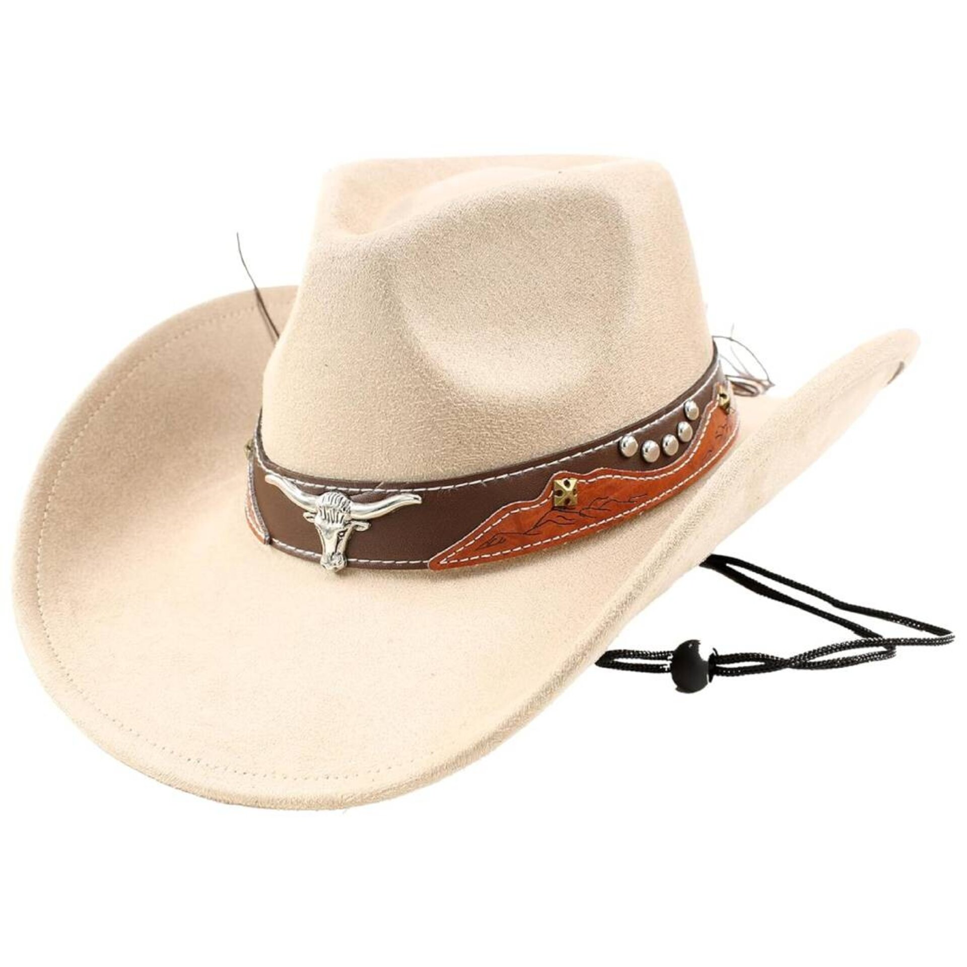 Sombrero Vaquero Fieltro Western Cowboy Crema bailé Country Adulto Ajustable M/L - 1