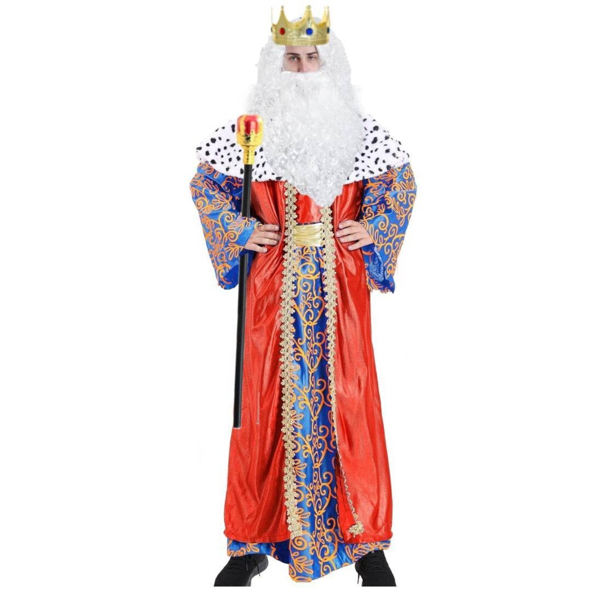 Disfraz Rey Mago Melchor Completo para Adulto - Traje de Lujo con Túnica Roja - 4
