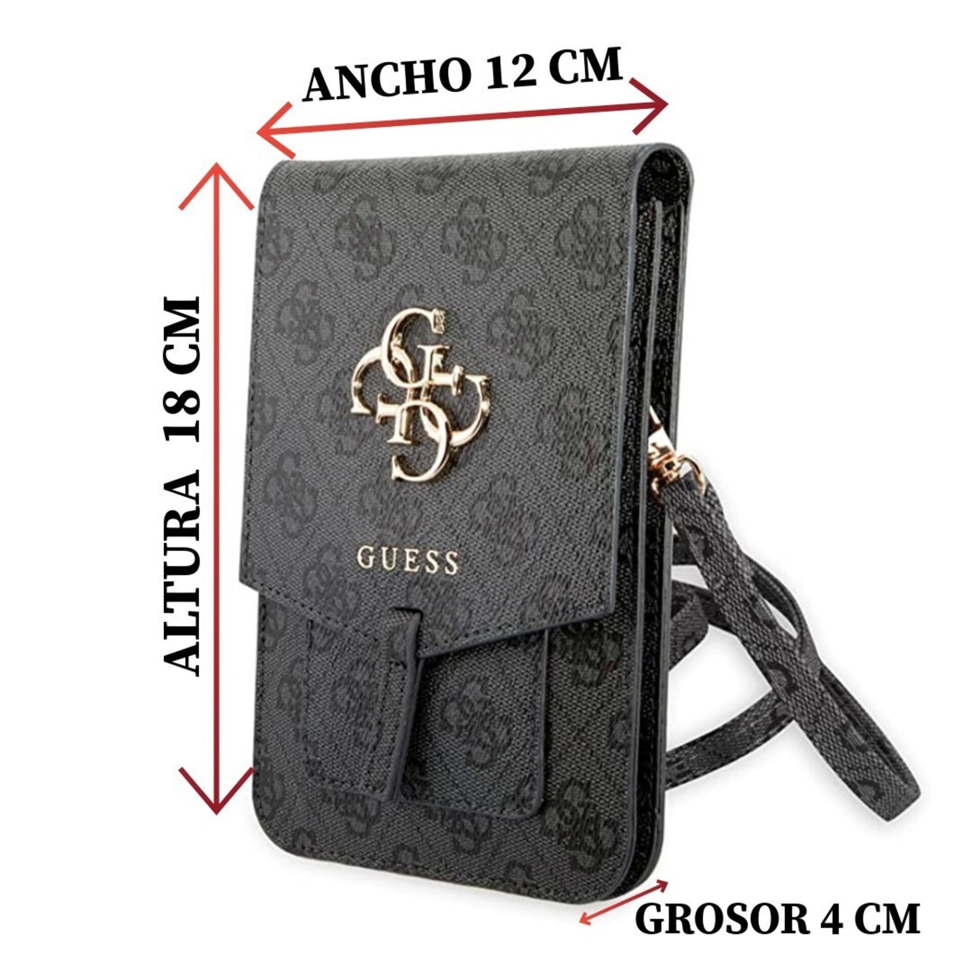 Bolso Bandolera Mujer para Teléfono con Logo 4G y Correa Ajustable Gris - Guess - 5