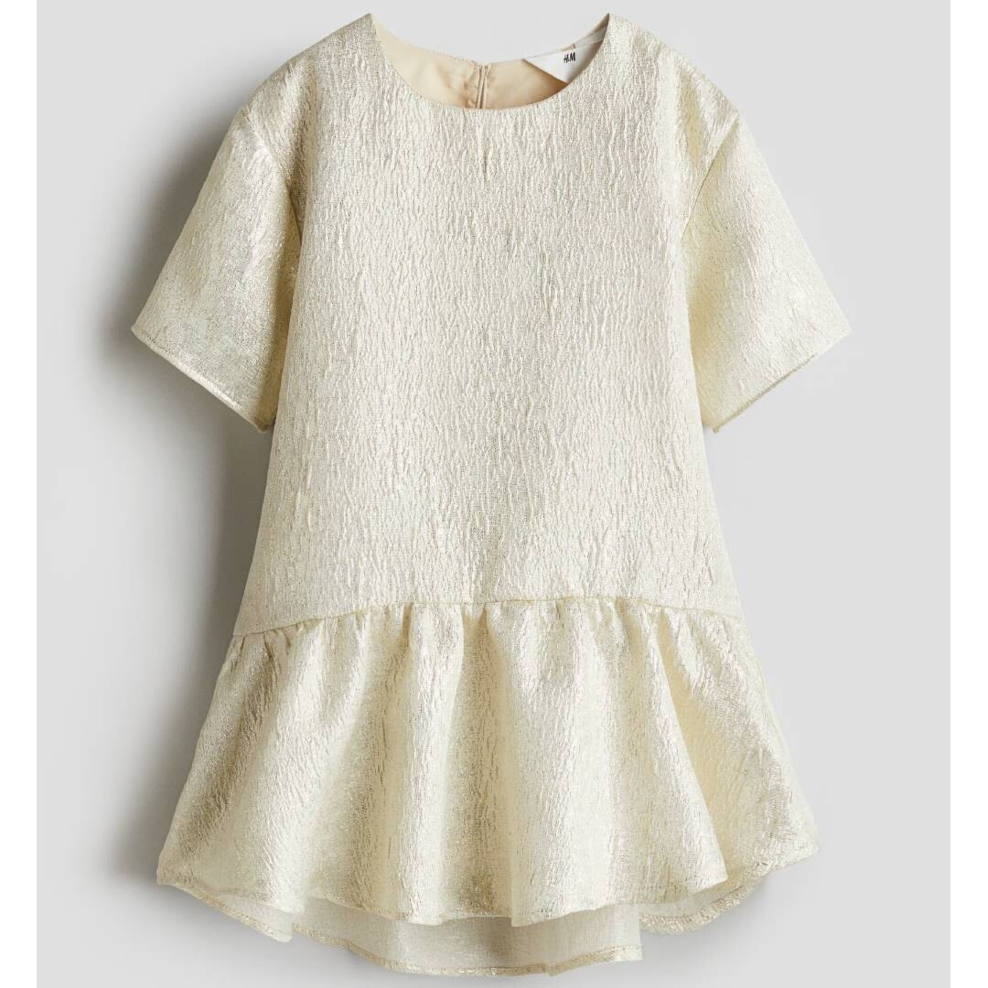 Vestido Corto acampanado Tejido Jacquard Dorado para Niñas - 4