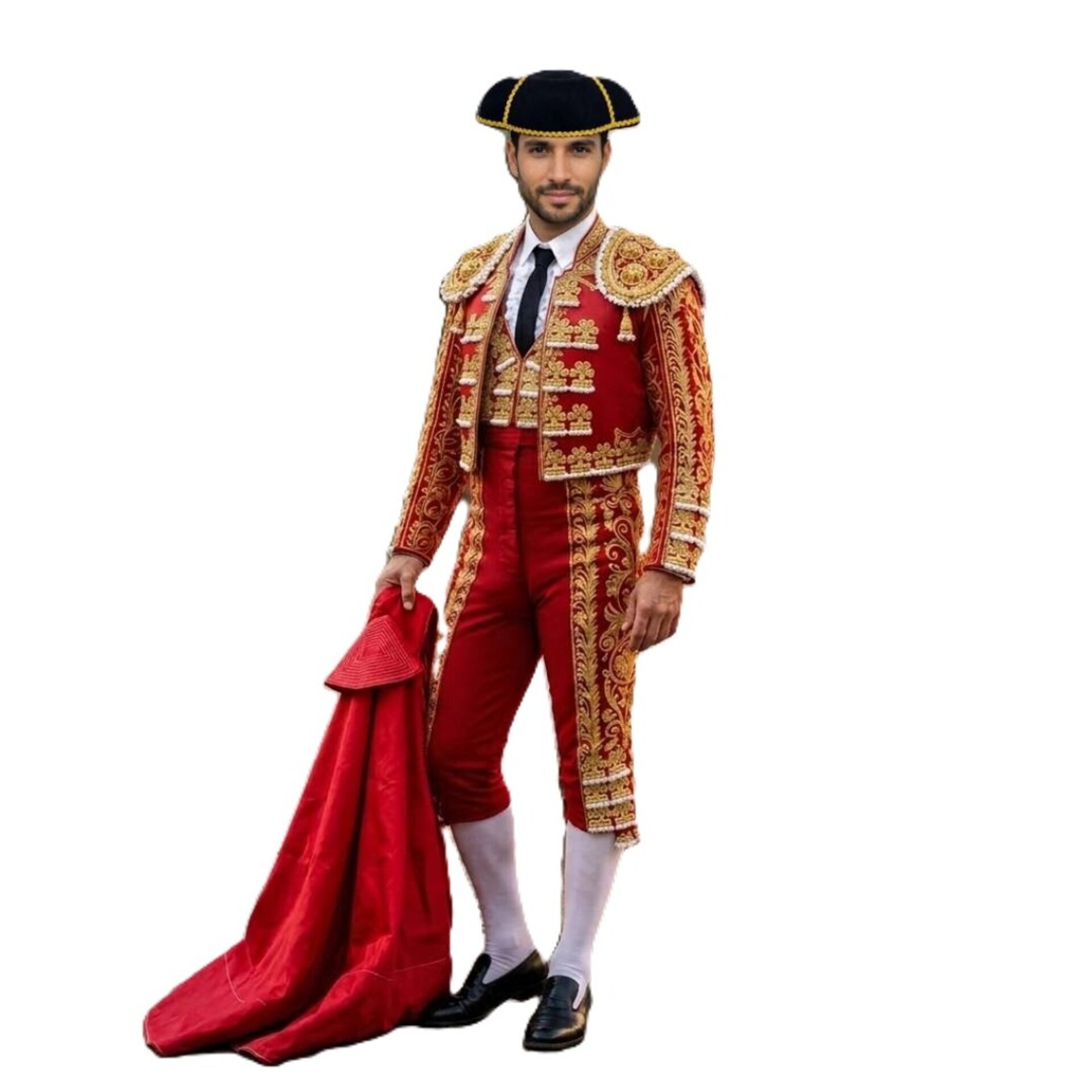 Kit Torero para Disfraz Capote Rojo (145x70cm) + Montera Adulto| Talla Única - 10