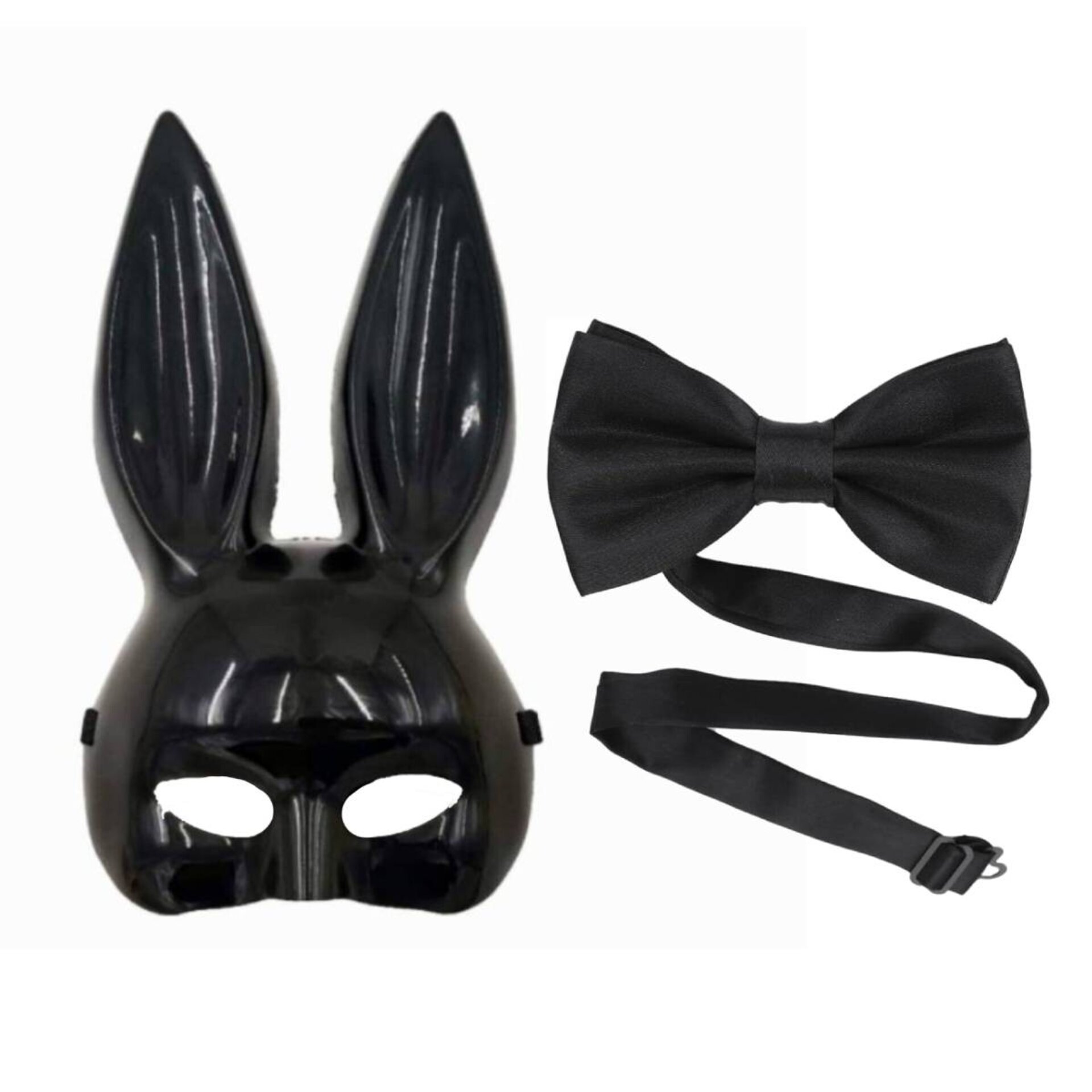 Disfraz Conejita Sexy con Máscara y Pajarita Vestido Corto Halloween negro - 4