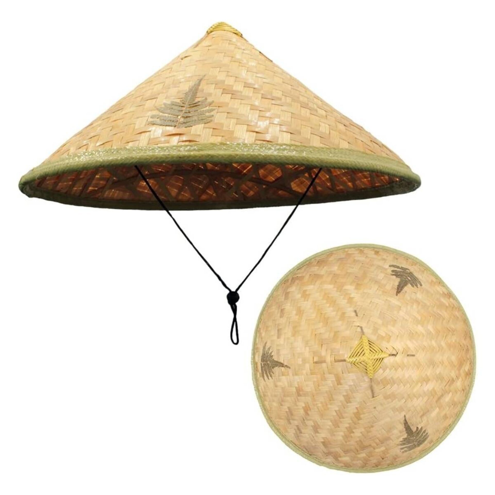 Sombrero de paja trenzado de bambú, Sombrero chino Verano playa campo montaña - 4