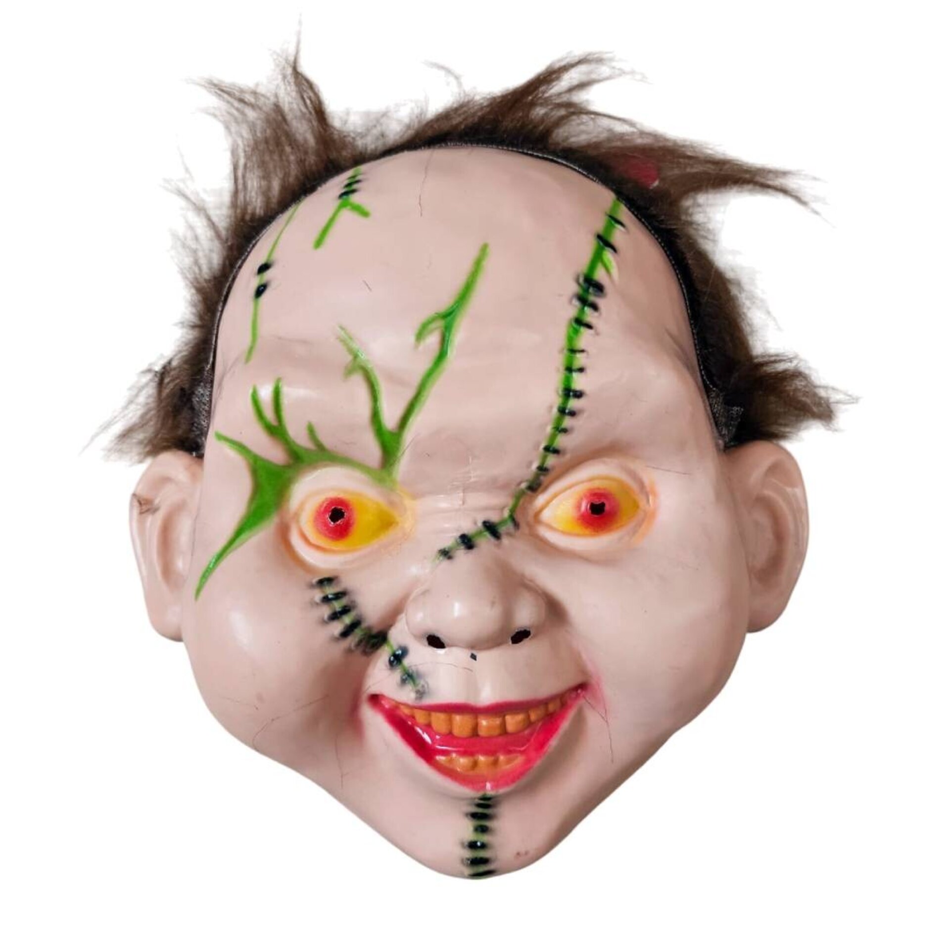Máscara de Chucky Muñeco Diabólico con Pelo Material PVC Fuerte Verde - 1