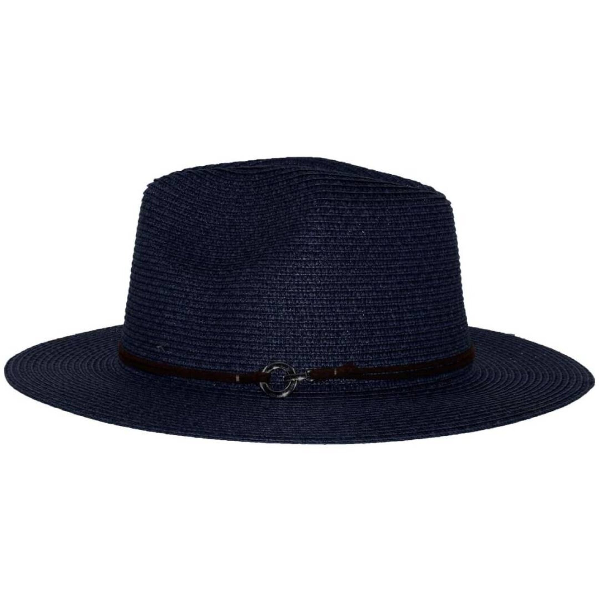 Sombrero Paja Panamá Azul Adulto Ala Ancha - 3
