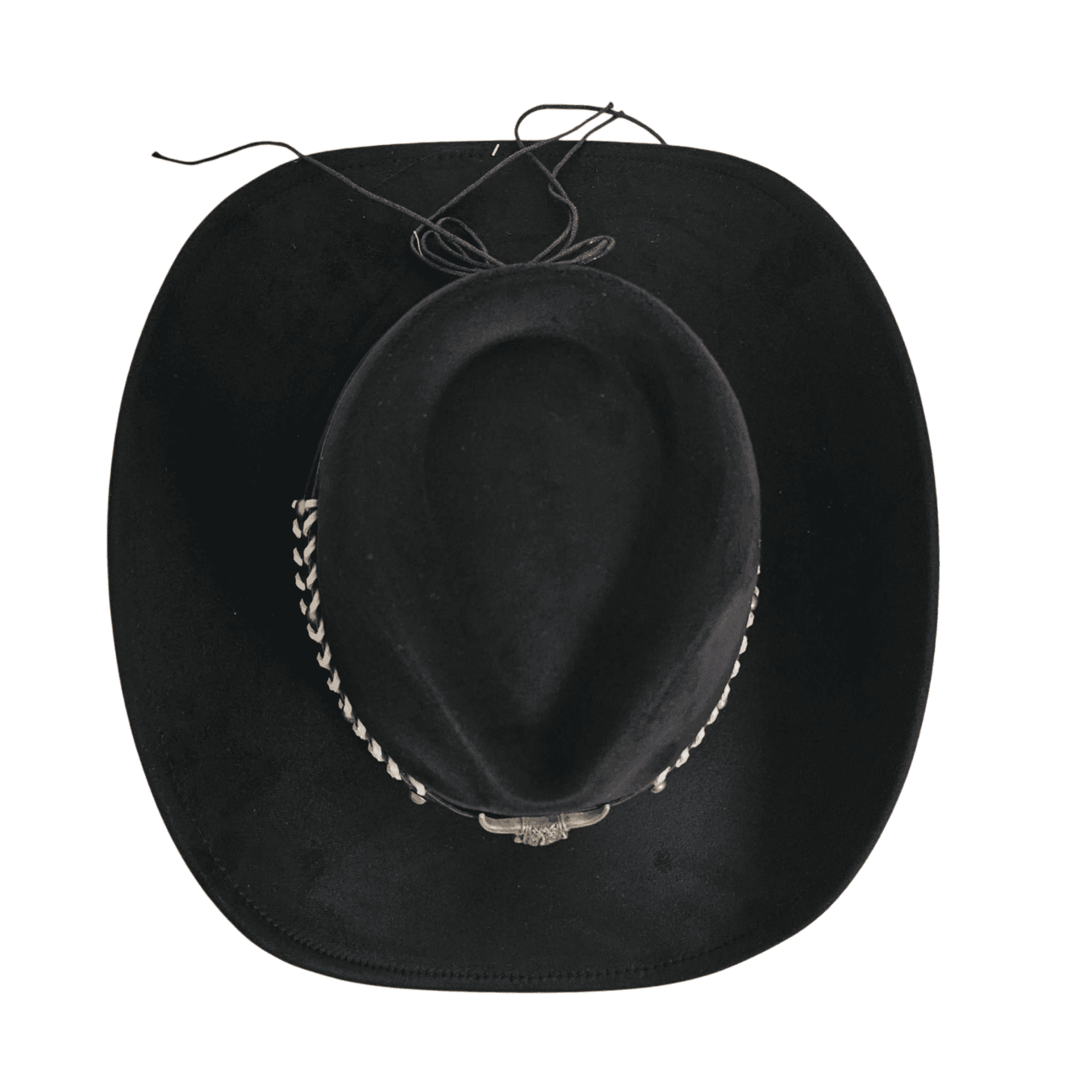 Sombrero Vaquero Estilo Western de Ala Ancha - Cowboy Negro Gamuza Sintetica - 6