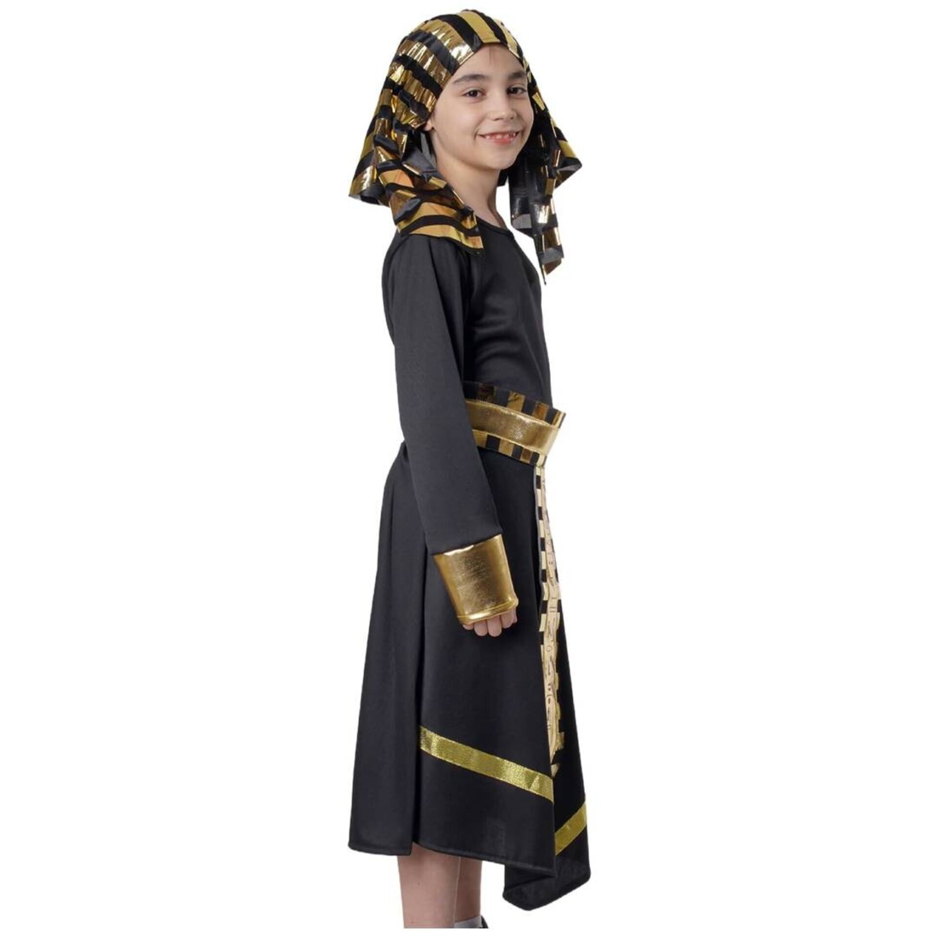 Disfraz de Faraón Egipcio para Niño. Traje Negro Histórico con Detalles Dorados. - 4
