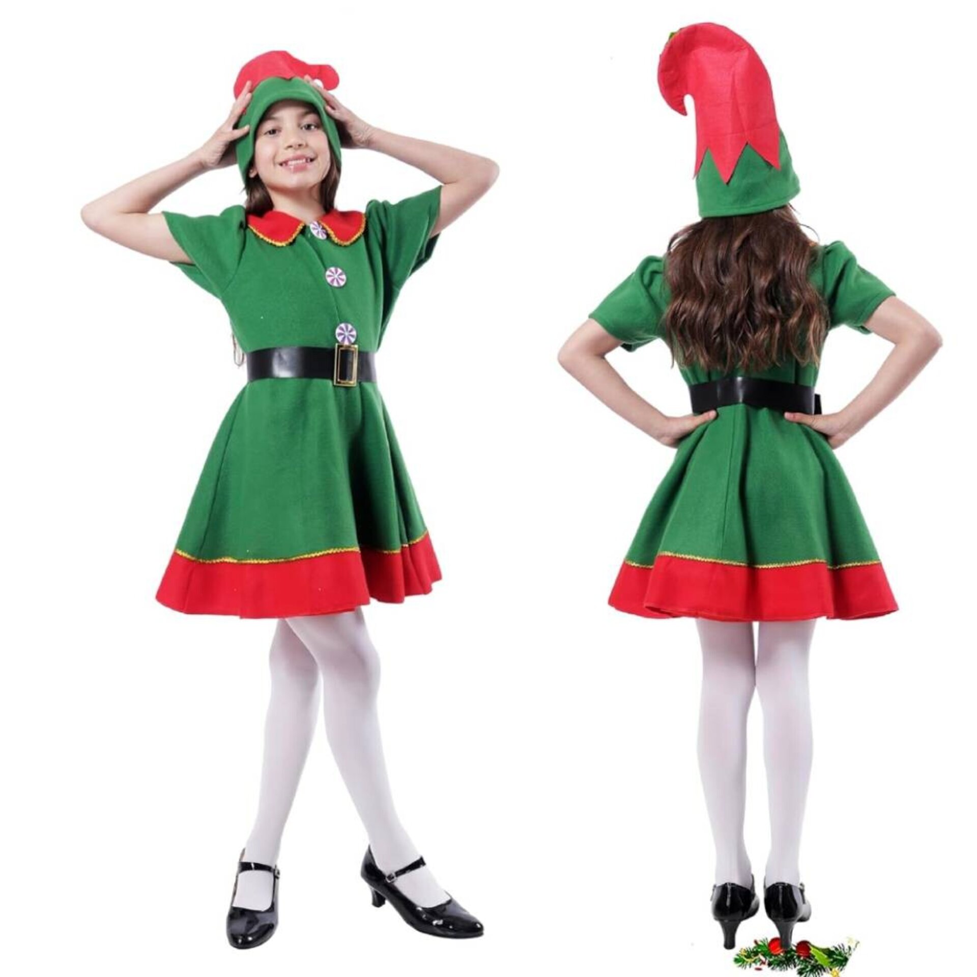 Disfraz Elfo - Duende Verde - Vestido niña - Navidad Regalos Talla 3 a 12 años - 6