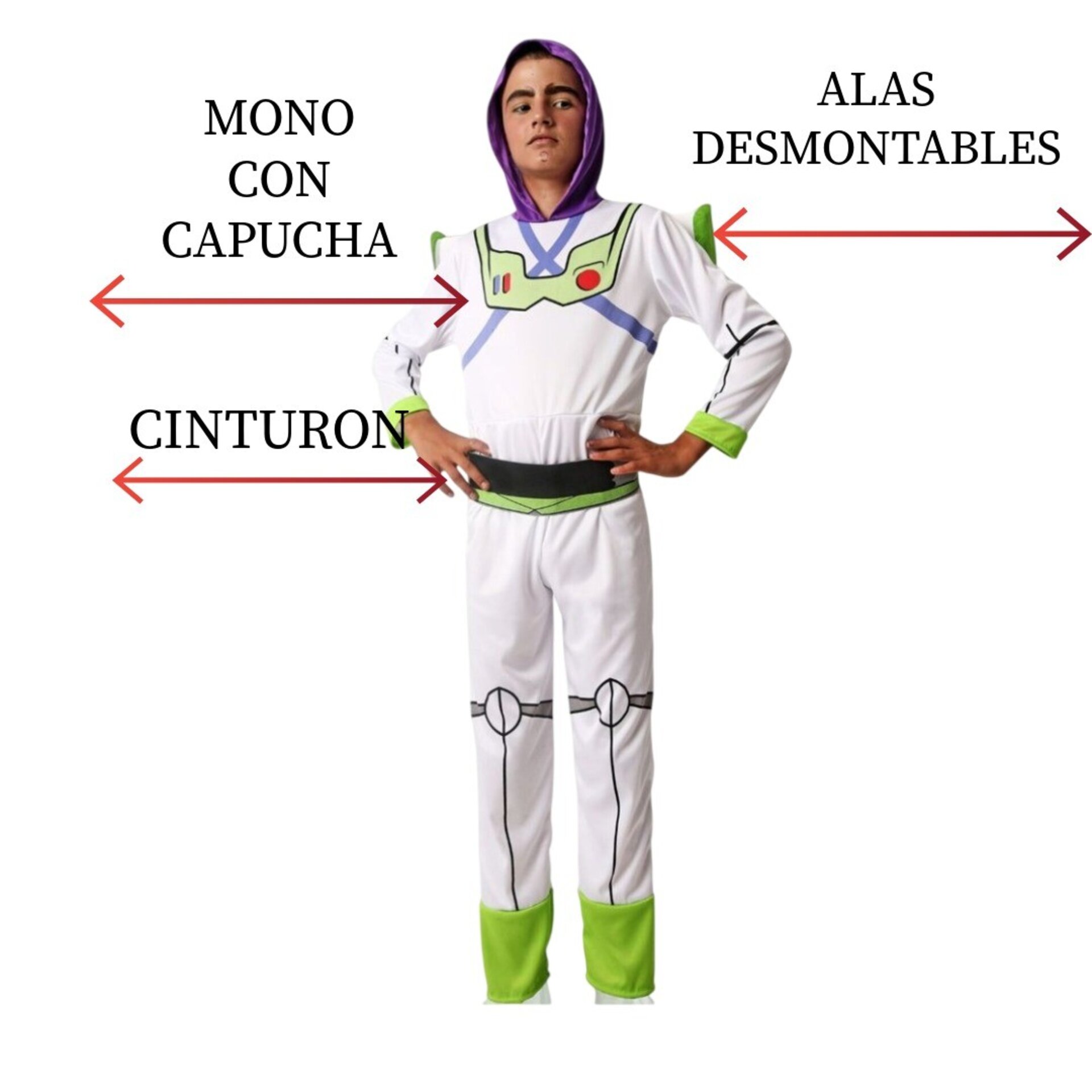 Disfraz de Guardián Galáctico para Niños - Mono Enterizo Con Capucha + Alas - 7