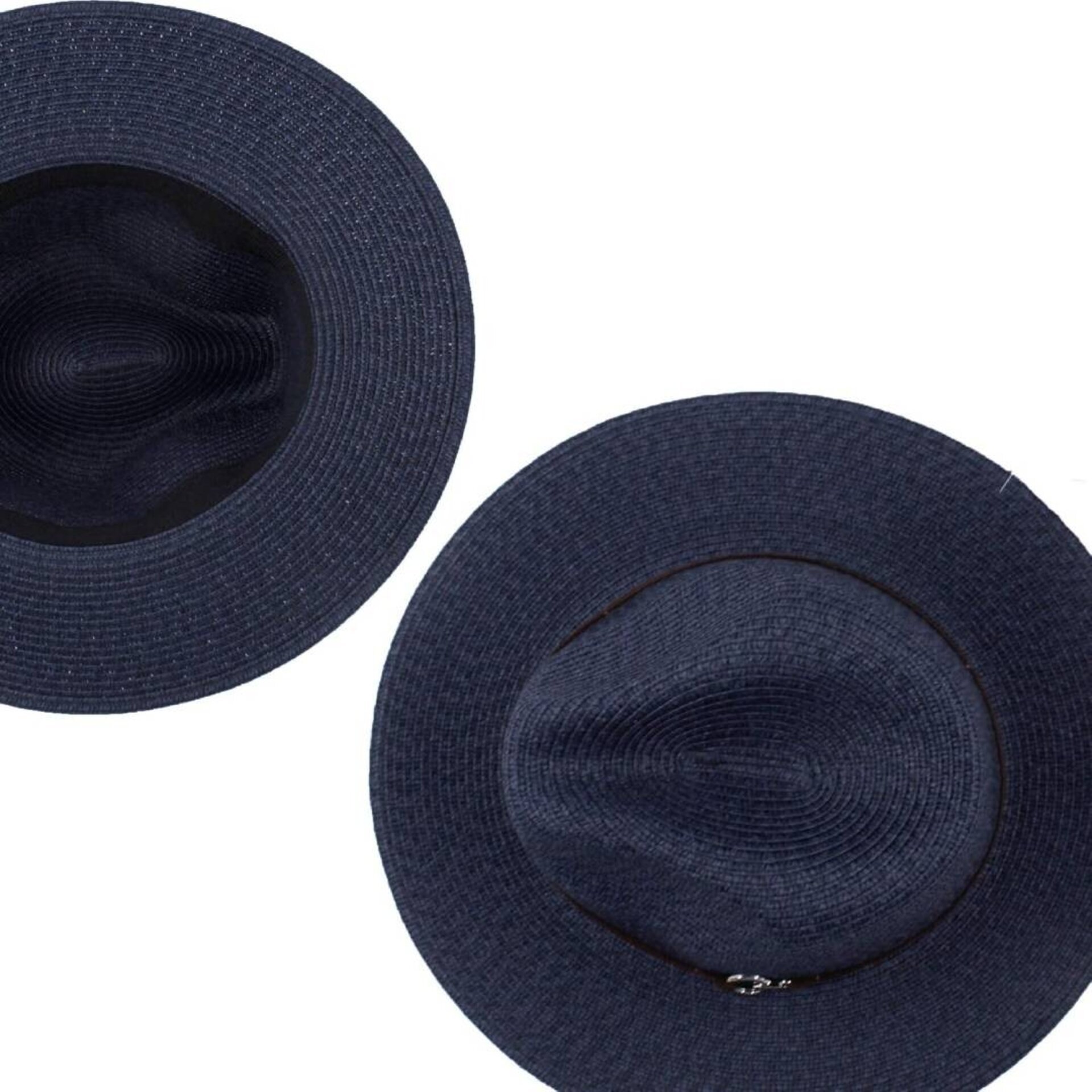 Sombrero Paja Panamá Azul Adulto Ala Ancha - 2