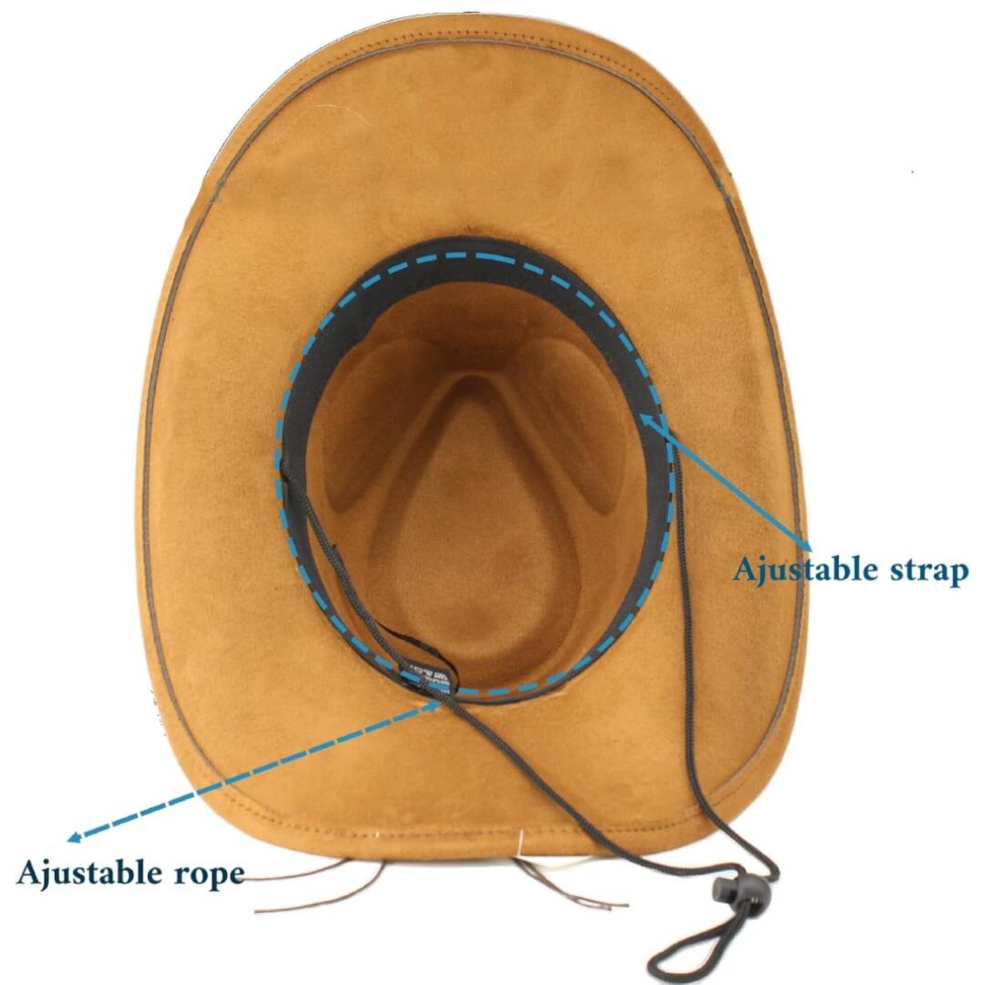 Sombrero Vaquero Western Cowboy Fieltro Marrón Country Adulto Ajustable M/L - 5