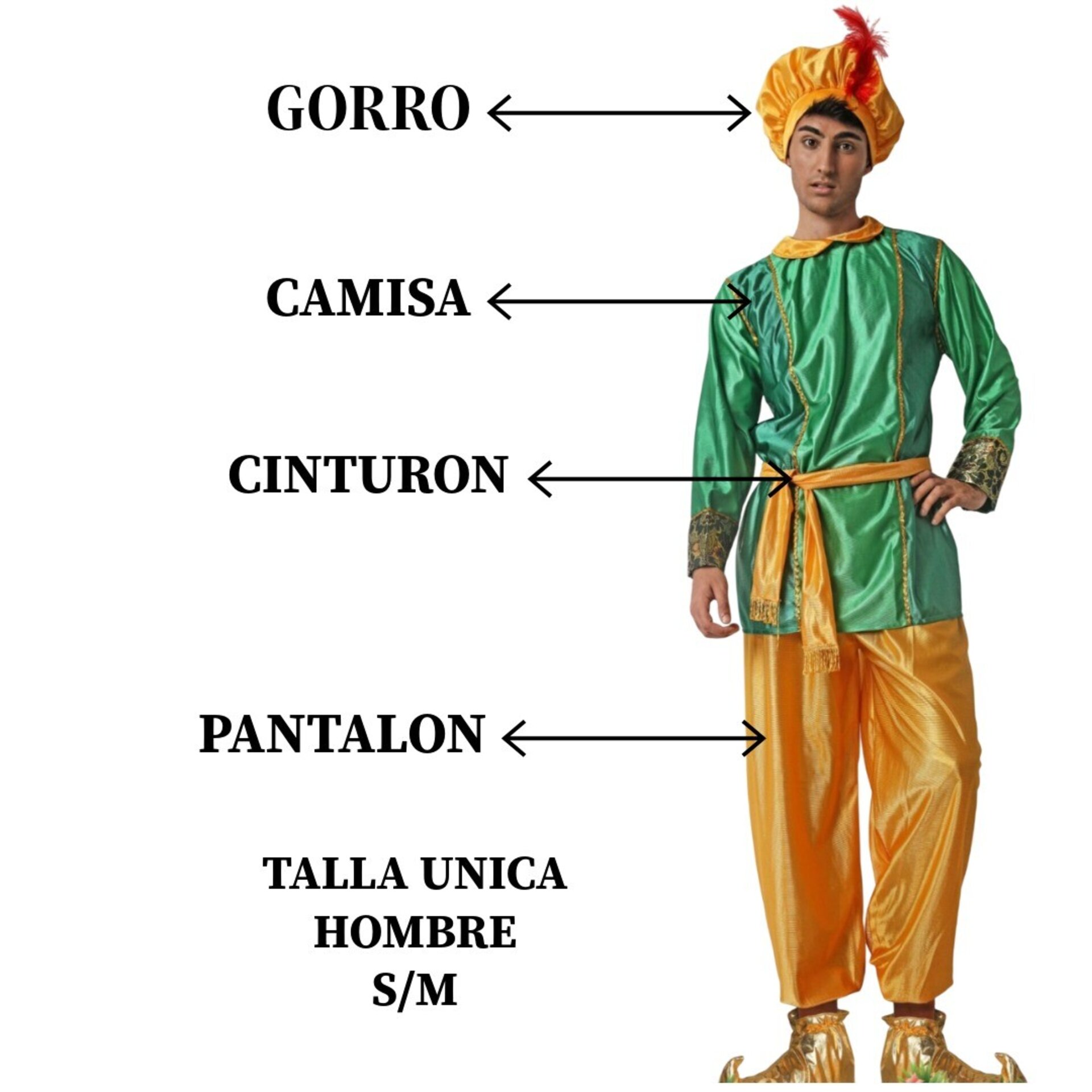 Disfraz de Paje Verde Real - Incluye Gorro, Camisa, Cinturón y Pantalón - 2