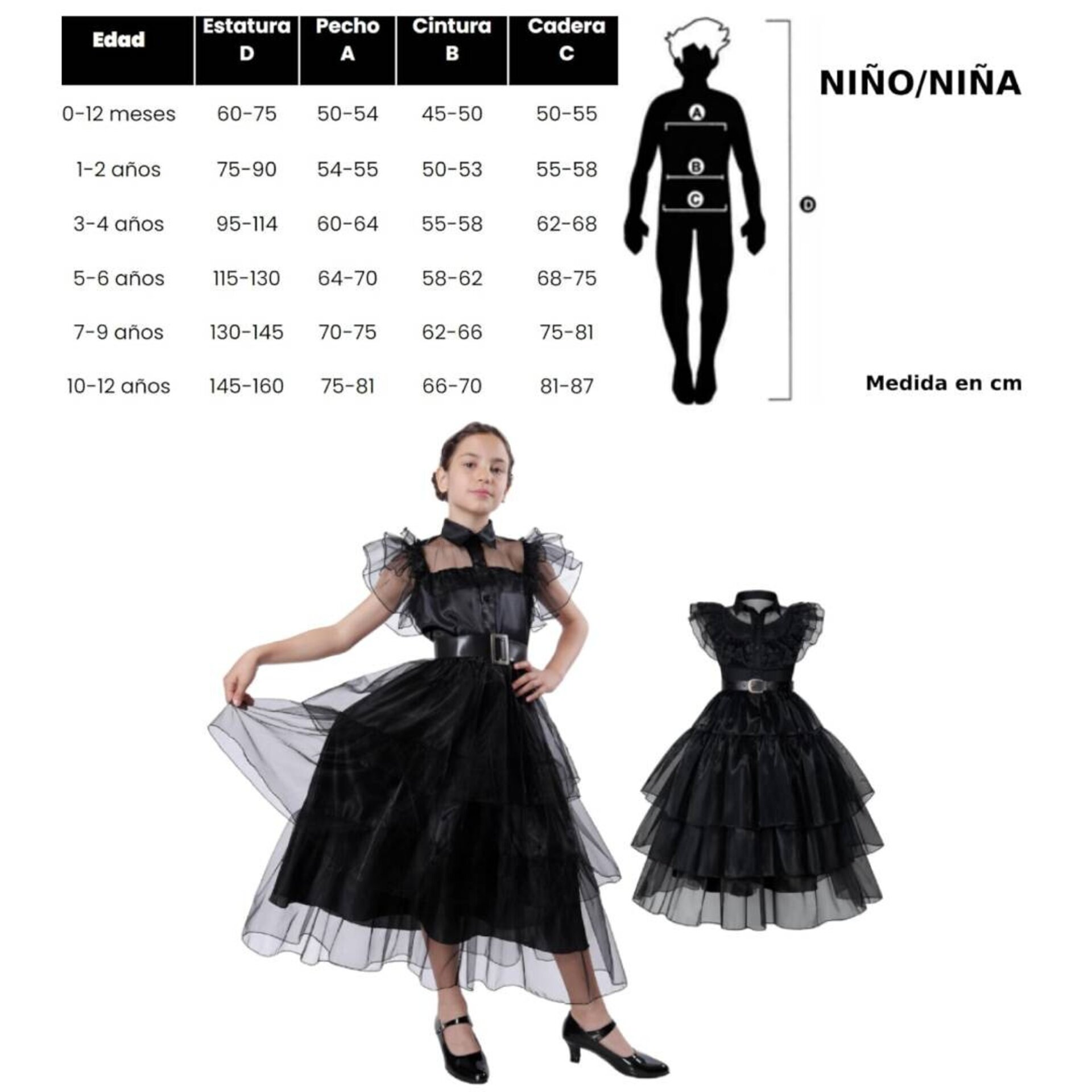 Disfraz de Gala de Merlina para Niñas. Vestido de Baile de Miércoles Addams - 11