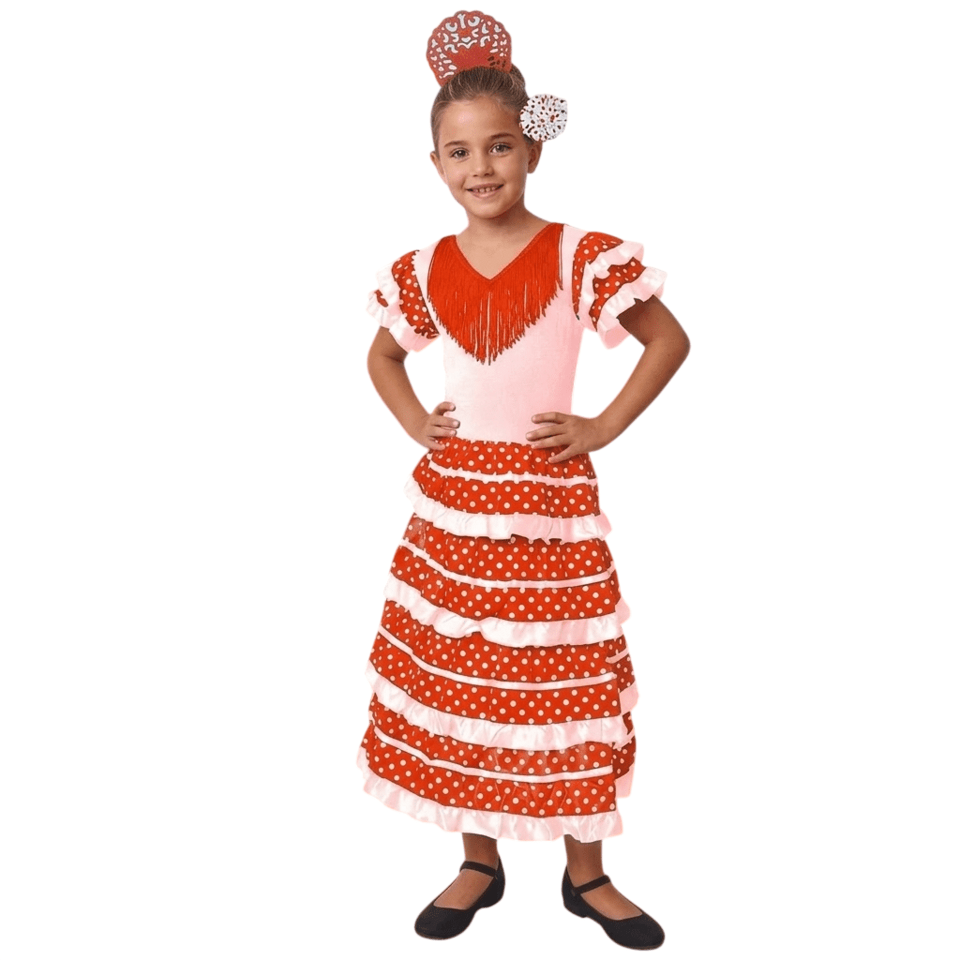 Vestido Flamenca Niña Traje Sevillana con Peineta y Flor | Disfraz Andaluza - 7