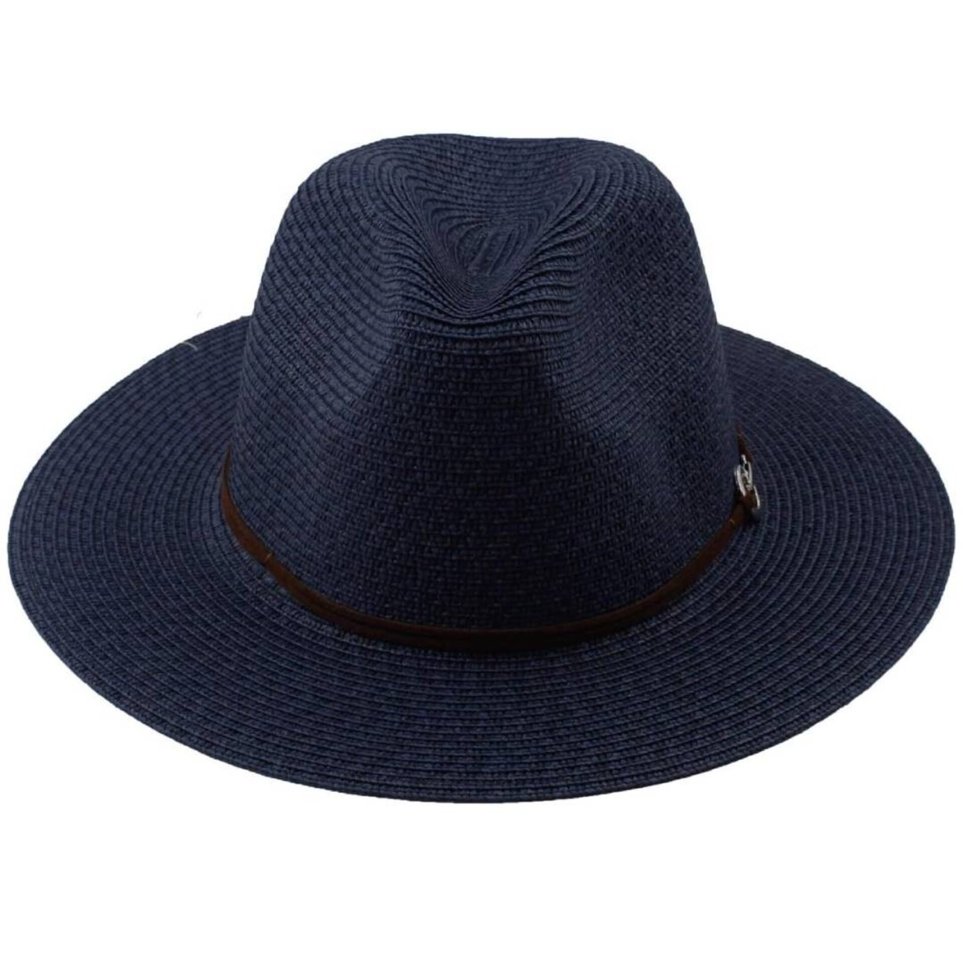 Sombrero Paja Panamá Azul Adulto Ala Ancha - 1
