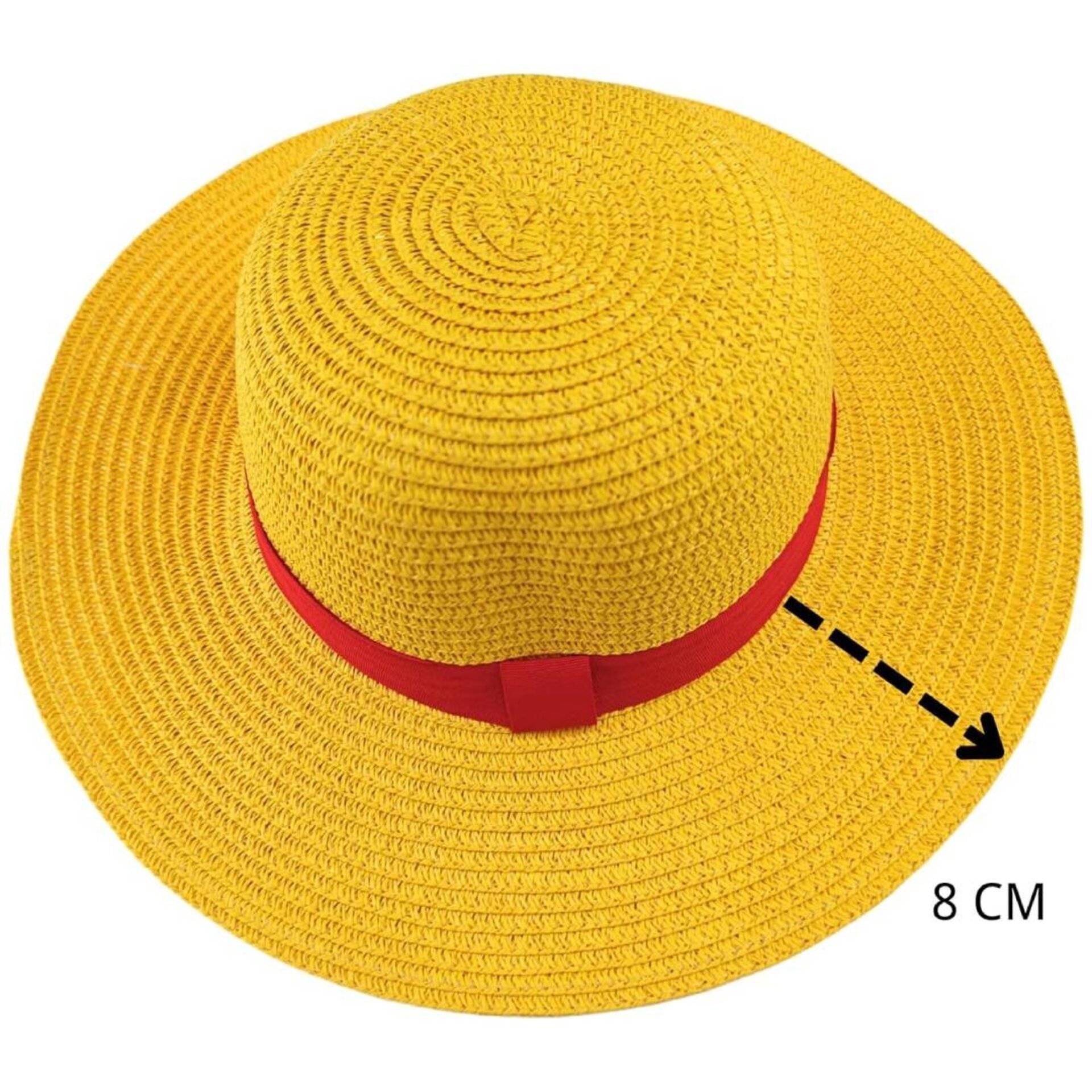 Sombrero Paja Amarillo Adulto | Cinta Roja Monkey D. Luffy |Carnaval Halloween - 7