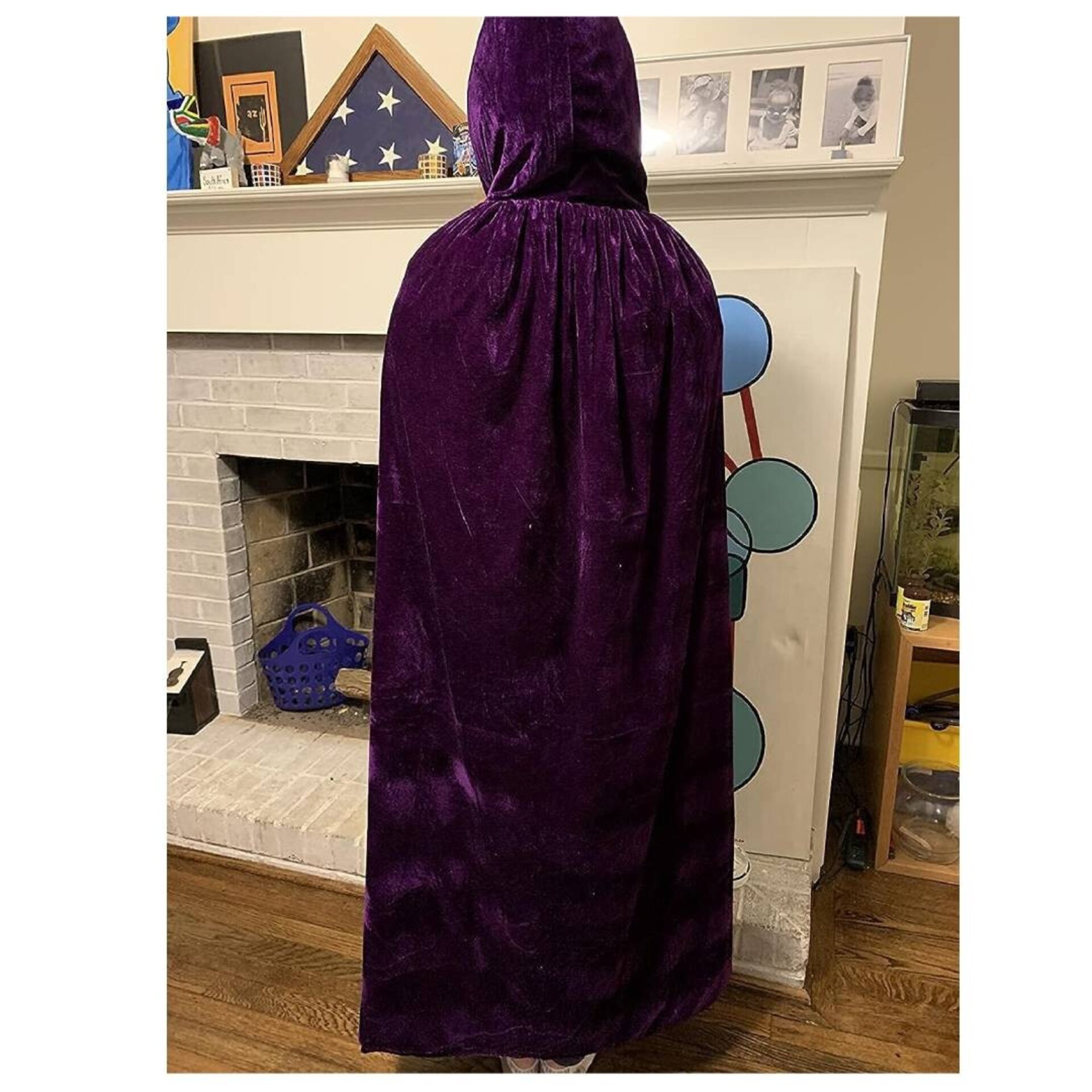 Capas con Capucha en Terciopelo Unisex para Disfraz Niños y Adultos Morado Lila - 3