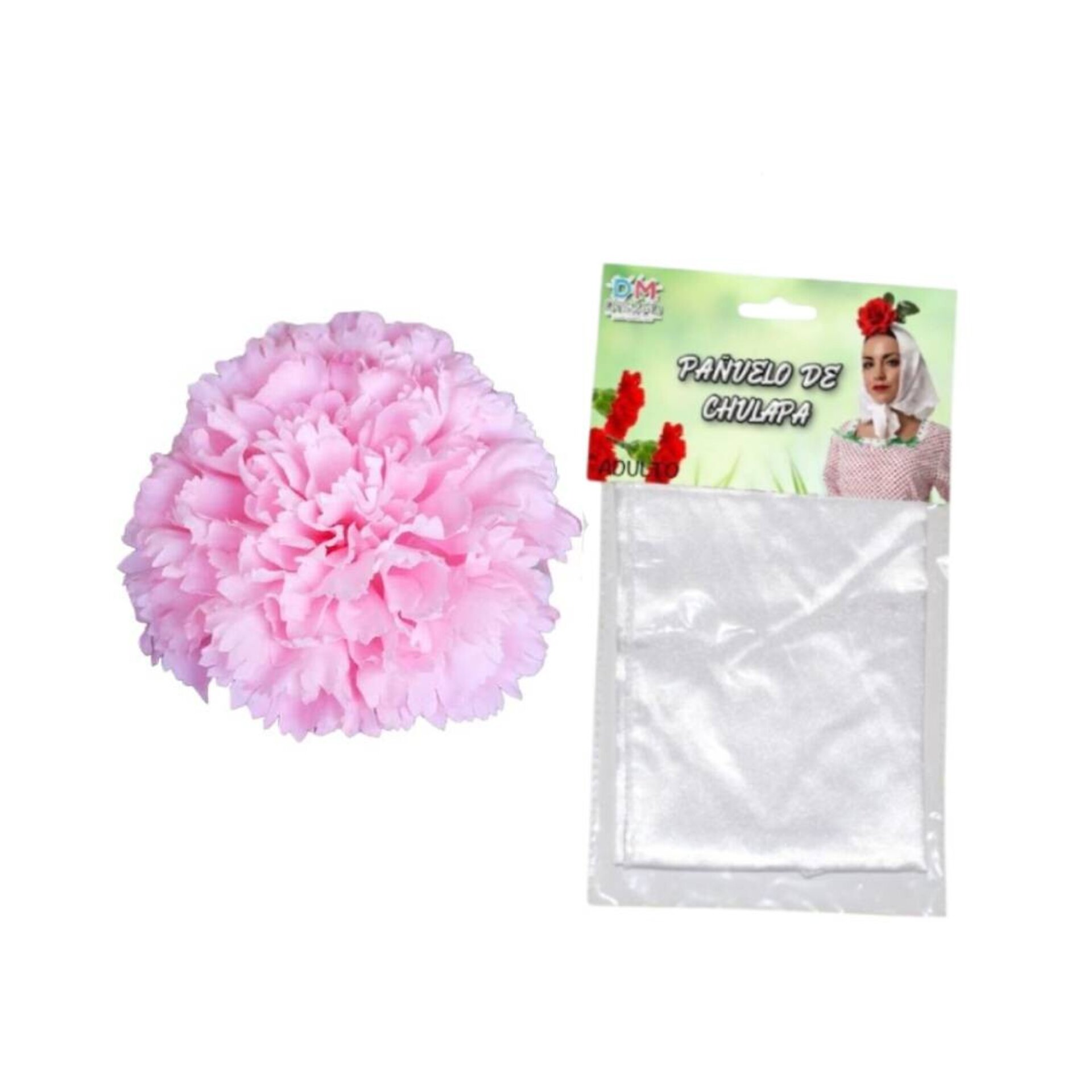 Lote 24 Accesorios Disfraz Chulapa Adulto : 12 Pañuelos Blancos + 12 Claveles - 12