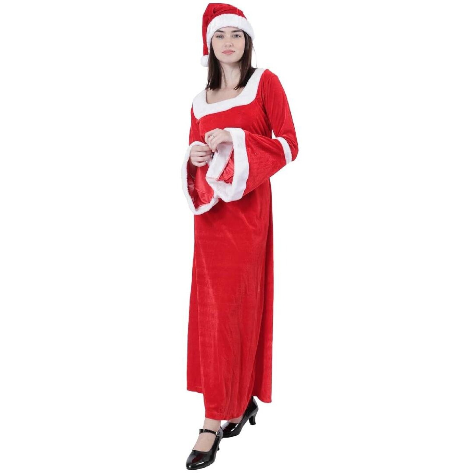 Disfraz de Mamá Noel Deluxe Mujer | Tallas S-M-L | Terciopelo Rojo Largo Navidad - 2