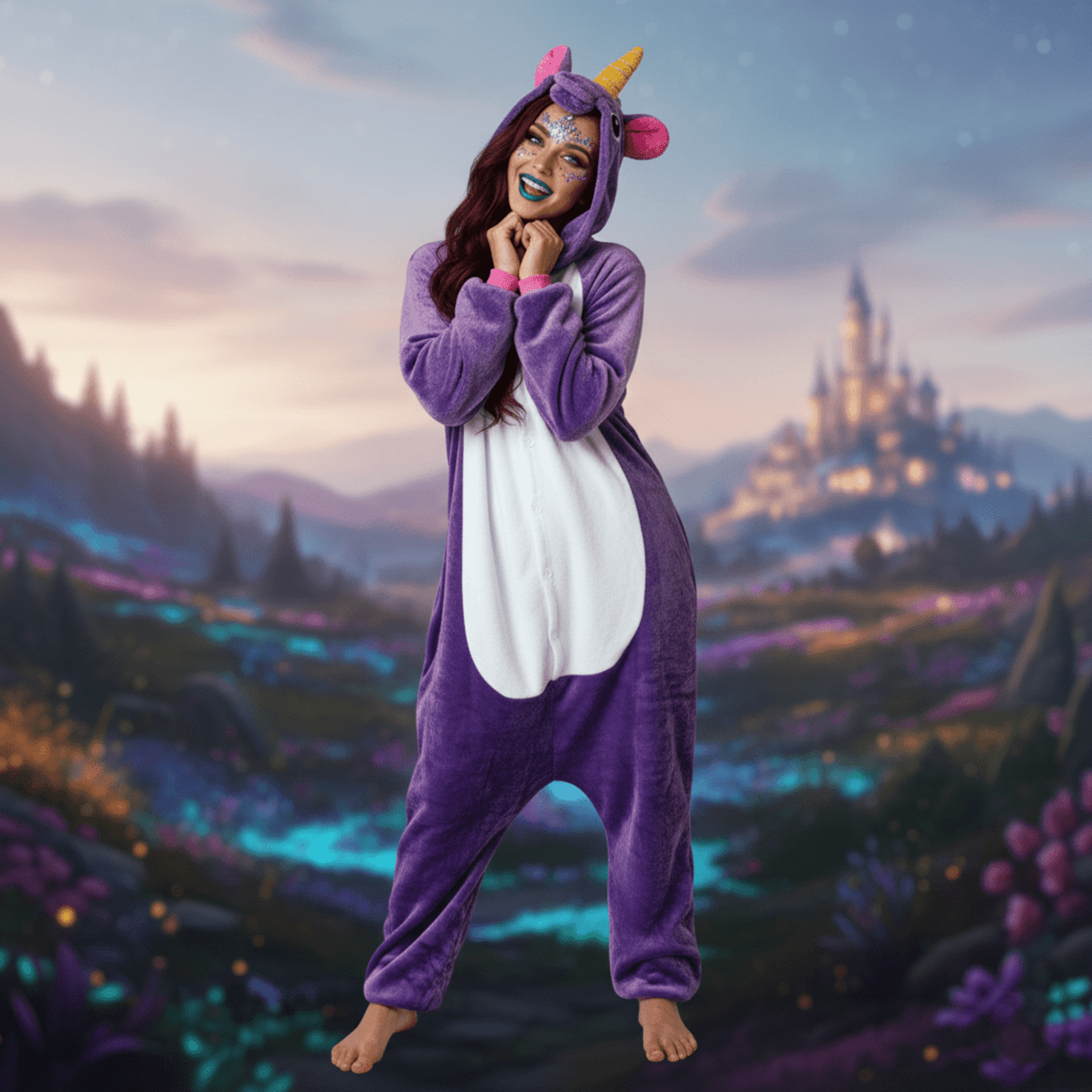 Pijama Unicornio Adulto Mujer - Kigurumi Morado de Terciopelo Ultra Suave Adulto - 1