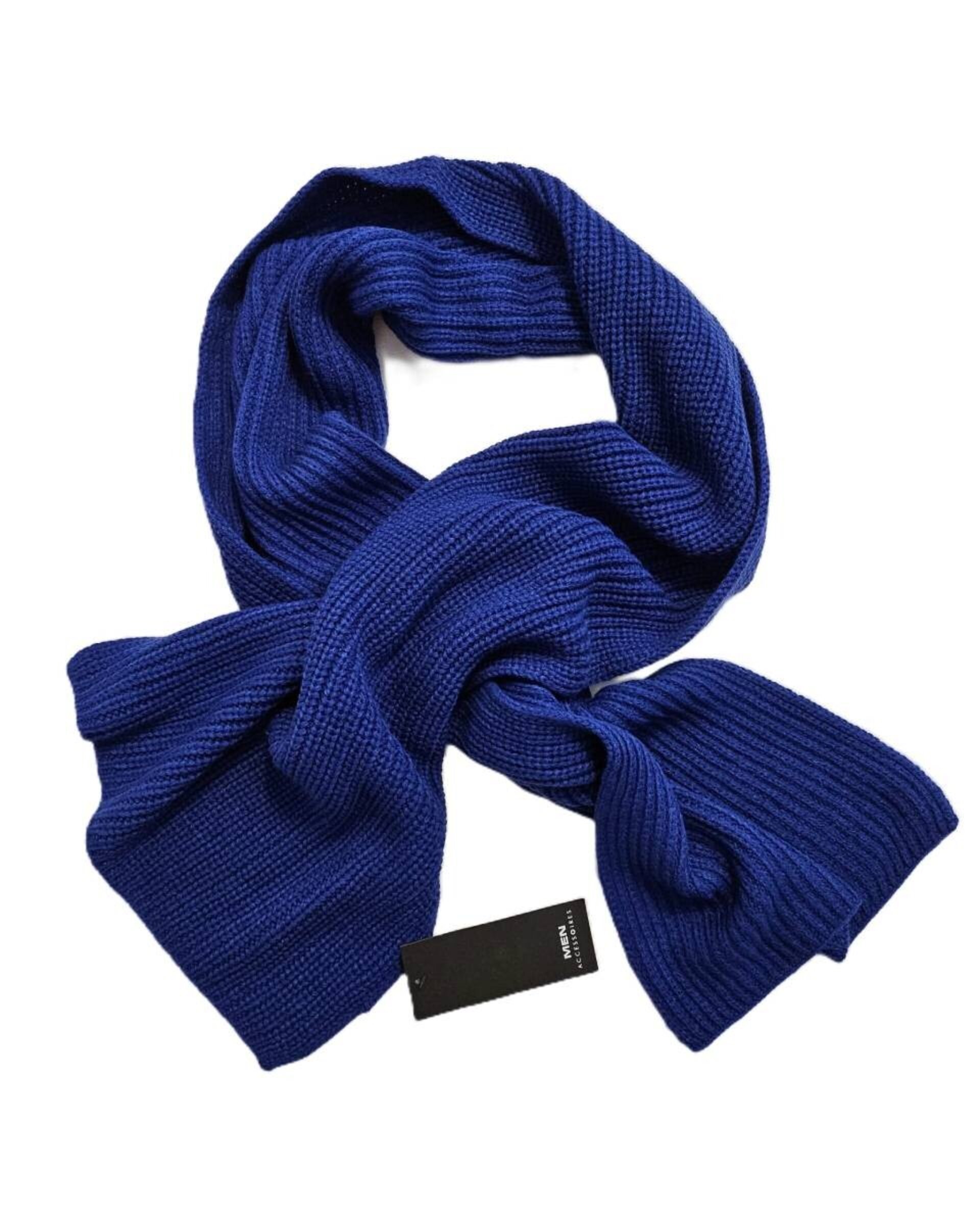 Bufanda Grande de punto para Invierno 180X36CM Unisex Acrílico Azul - 3