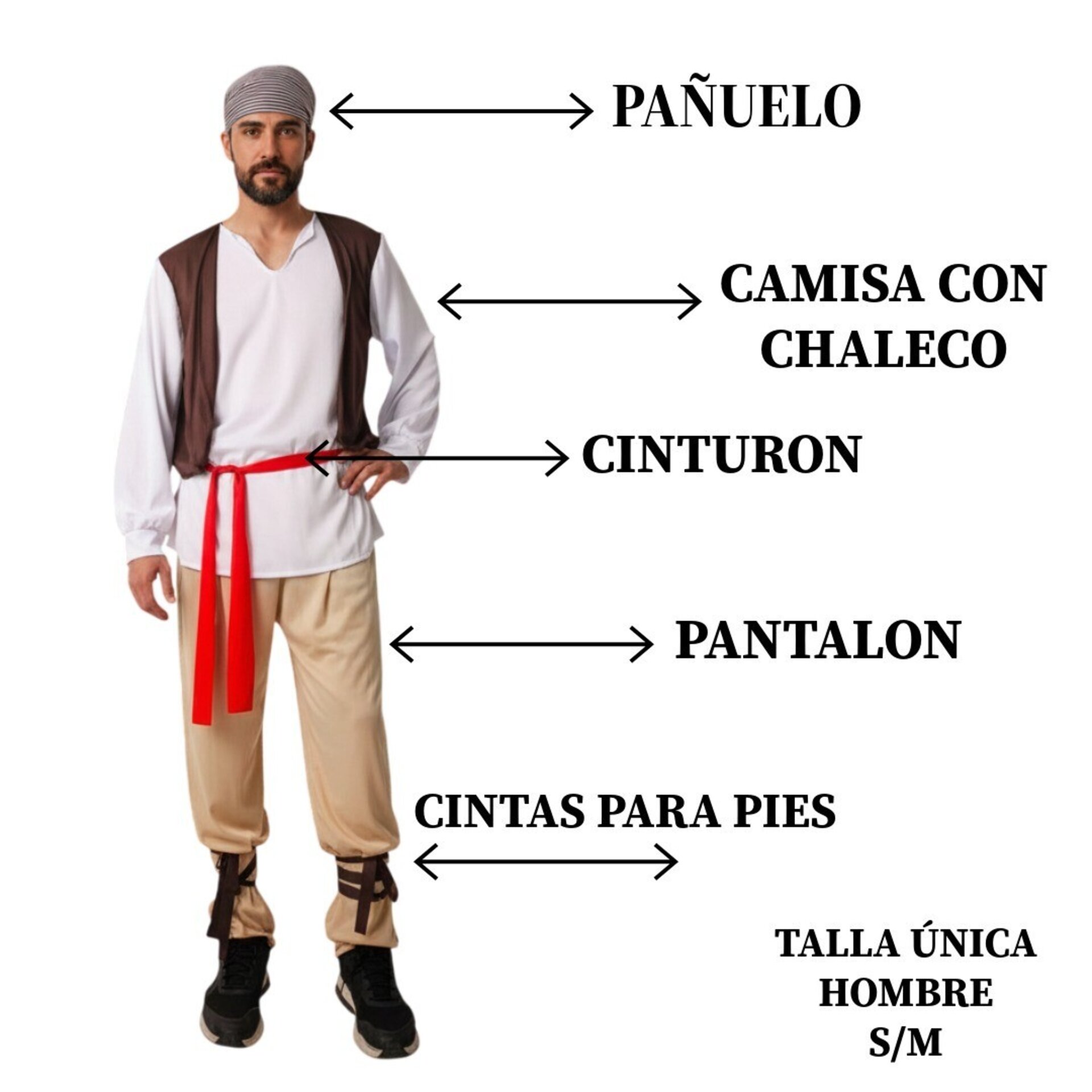 Disfraz de Pastor Campesino de Belén - Traje Navideño Hombre | Talla Única - 3