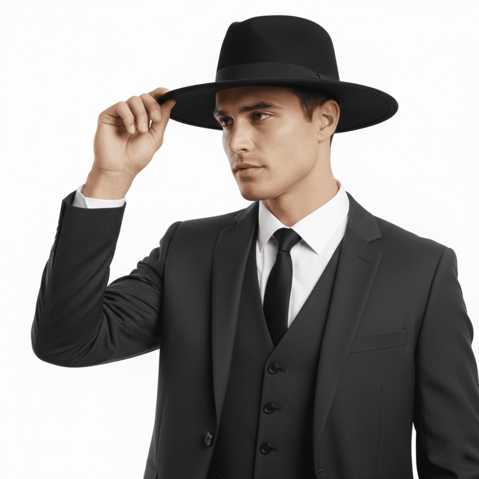 Sombrero Negro Fedora Español Sevillano de ala ancha Hombre Adulto Talla única - 2