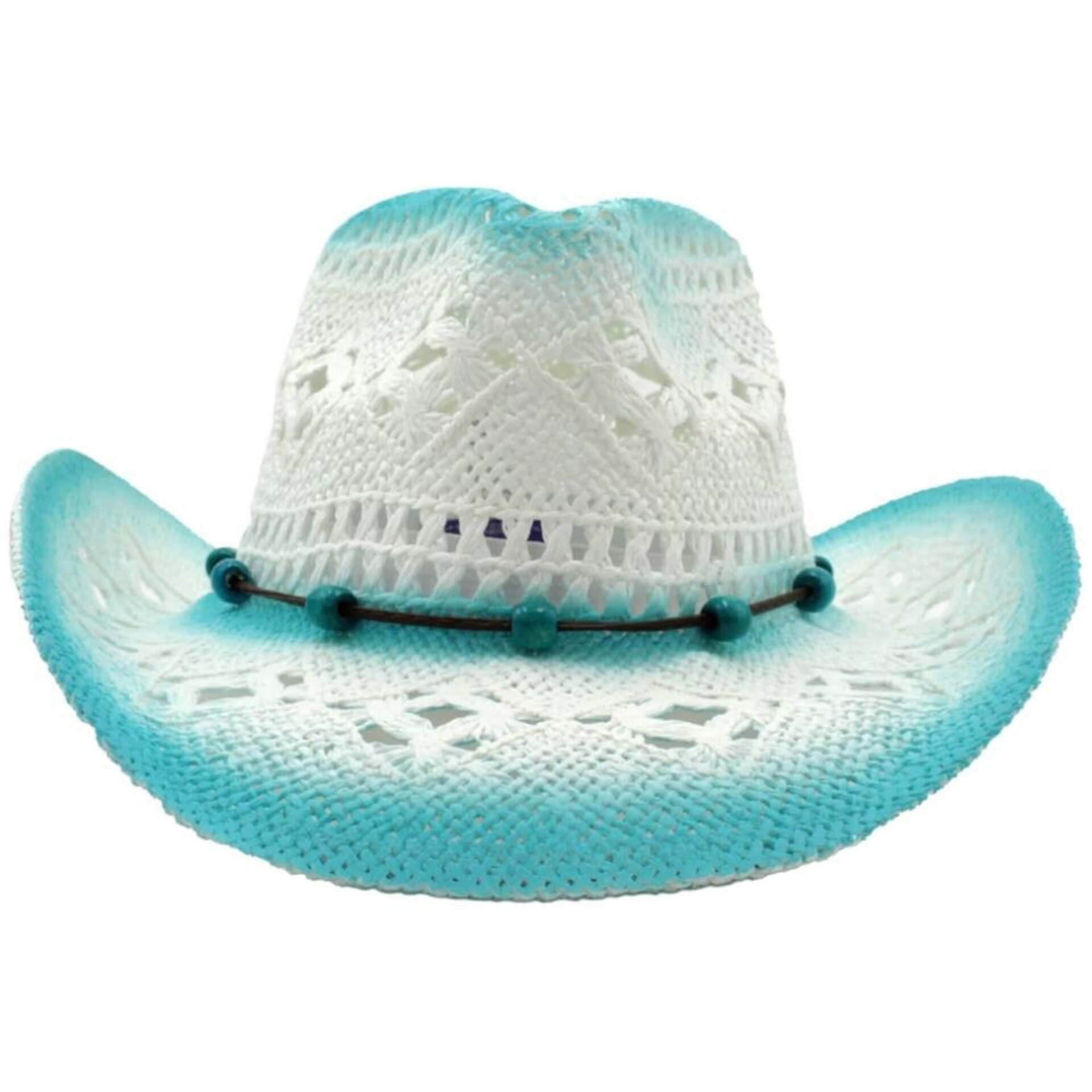 Sombrero Vaquero Paja Blanco Azul | Unisex Estilo Western | Cowboy Ajustable - 2