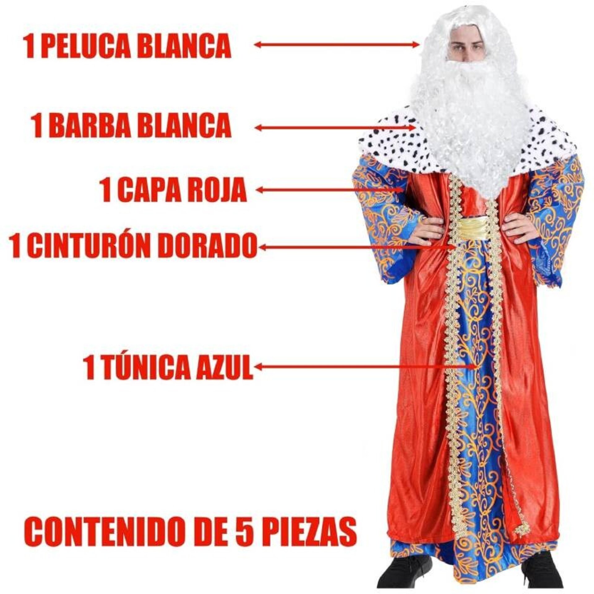 Disfraz Rey Mago Cabalgata de Reyes Dulces Traje Adulto Regalos Navidad - 2