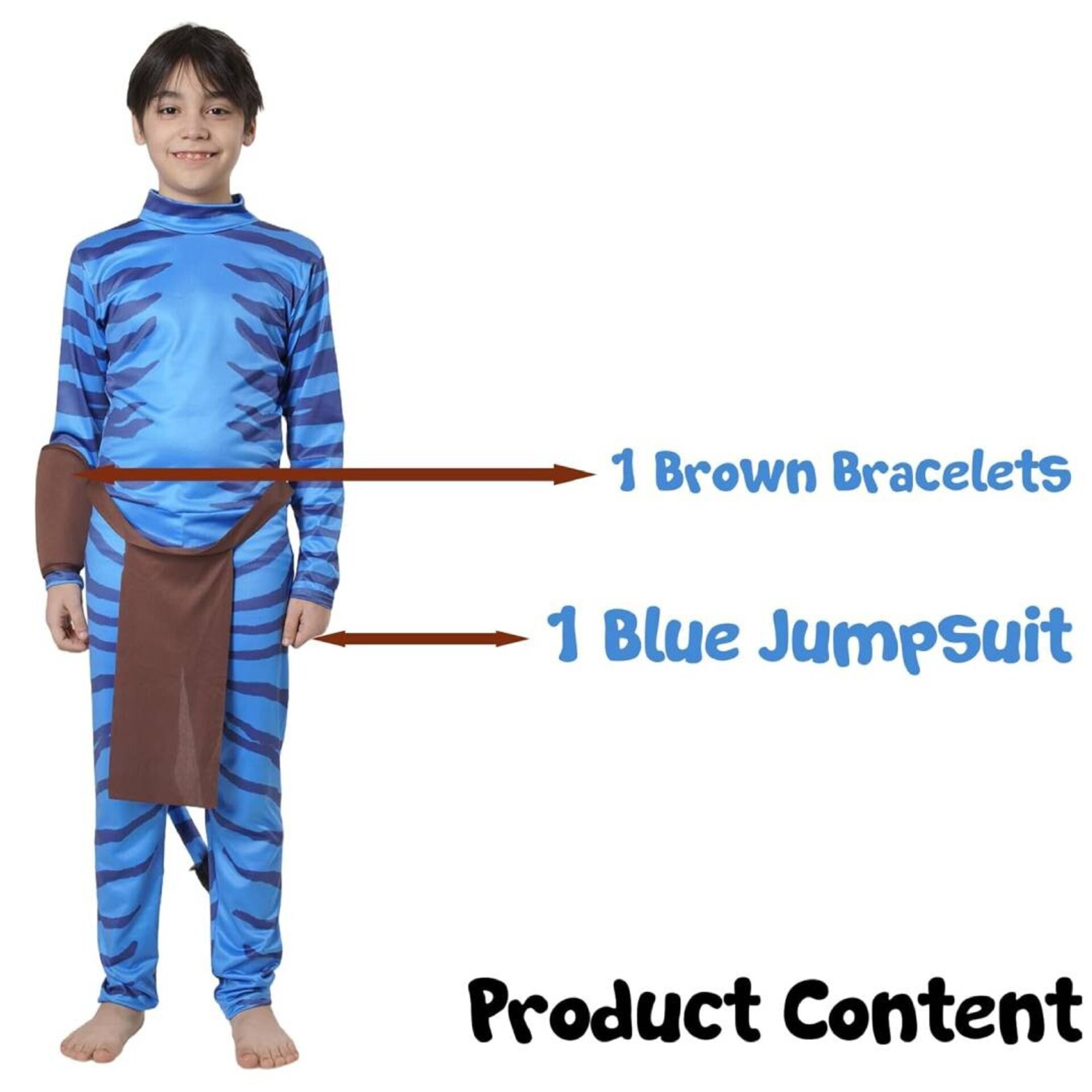 Disfraz Criatura Azul Tribal Avatar Niños. Mono Estampado Animal Halloween - 5