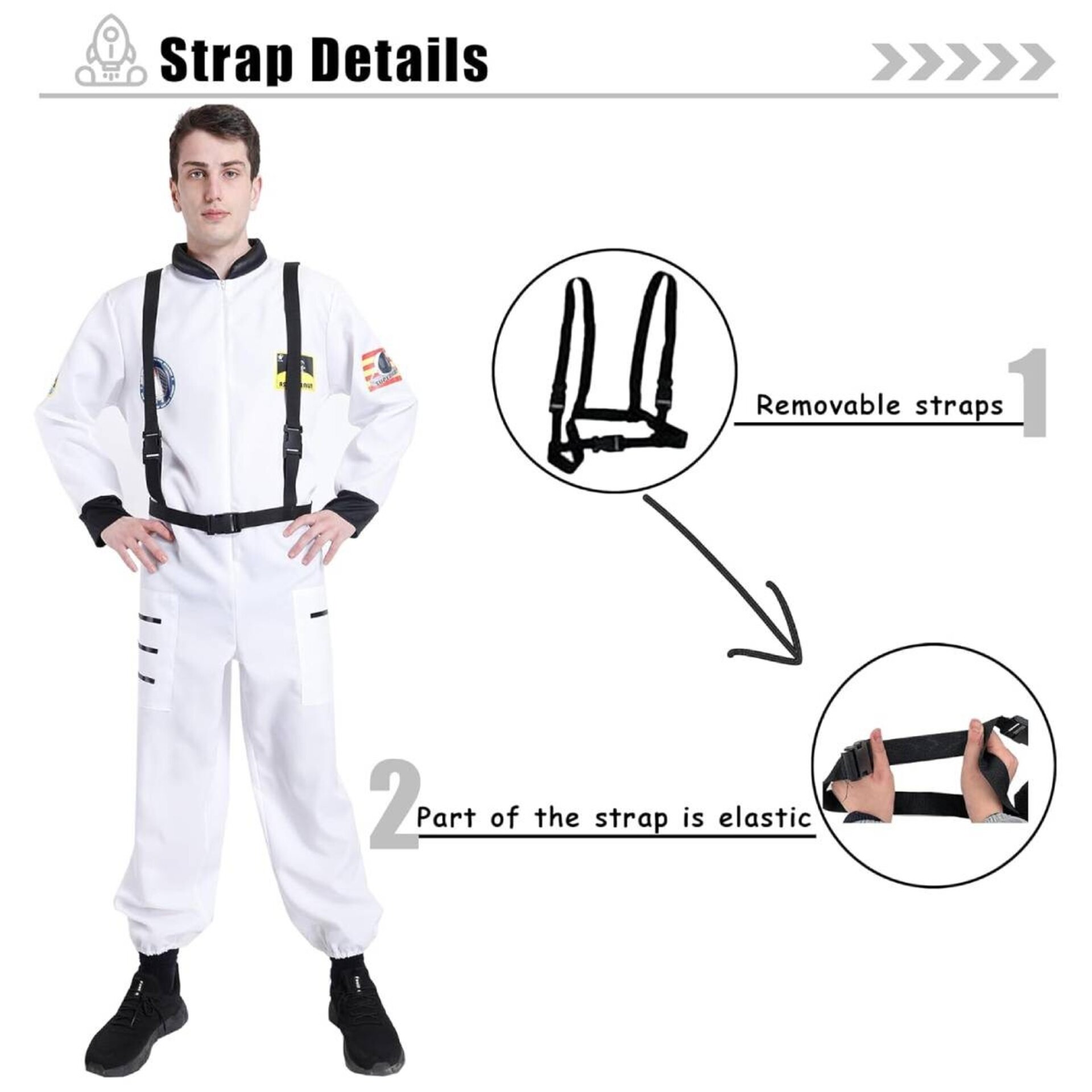 Disfraz Astronauta Traje de Piloto Espacial para Hombre Adulto Fiesta Halloween - 4