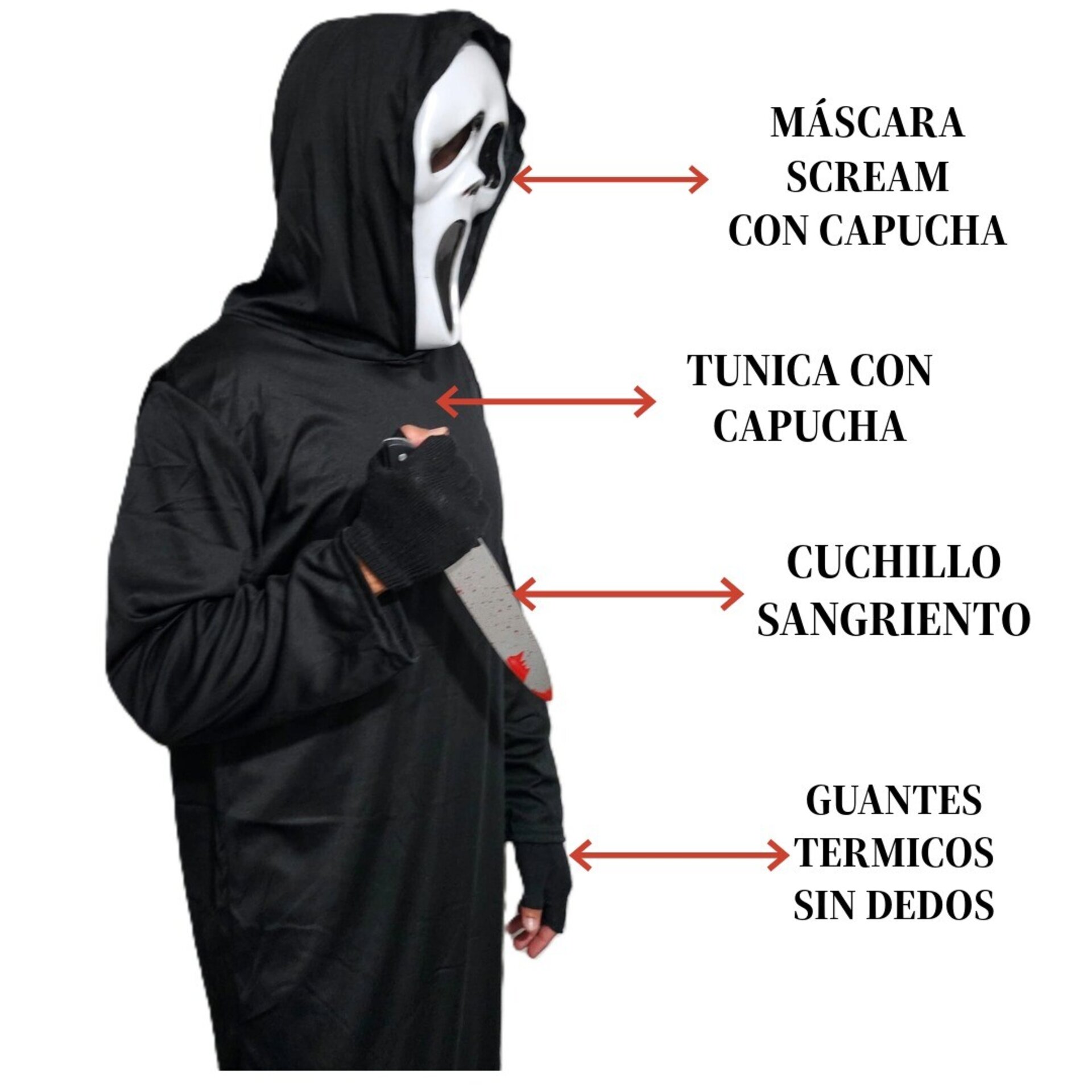 Disfraz Scream Ghostface Scary Movie Fantasma Hombre Adulto - 9