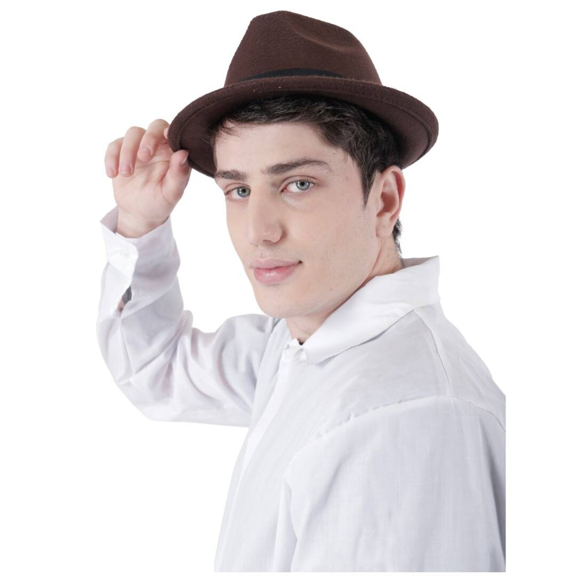 Sombrero de Fieltro de Lana de Estilo Fedora Clásico Trilby Ala Corta Marrón - 2