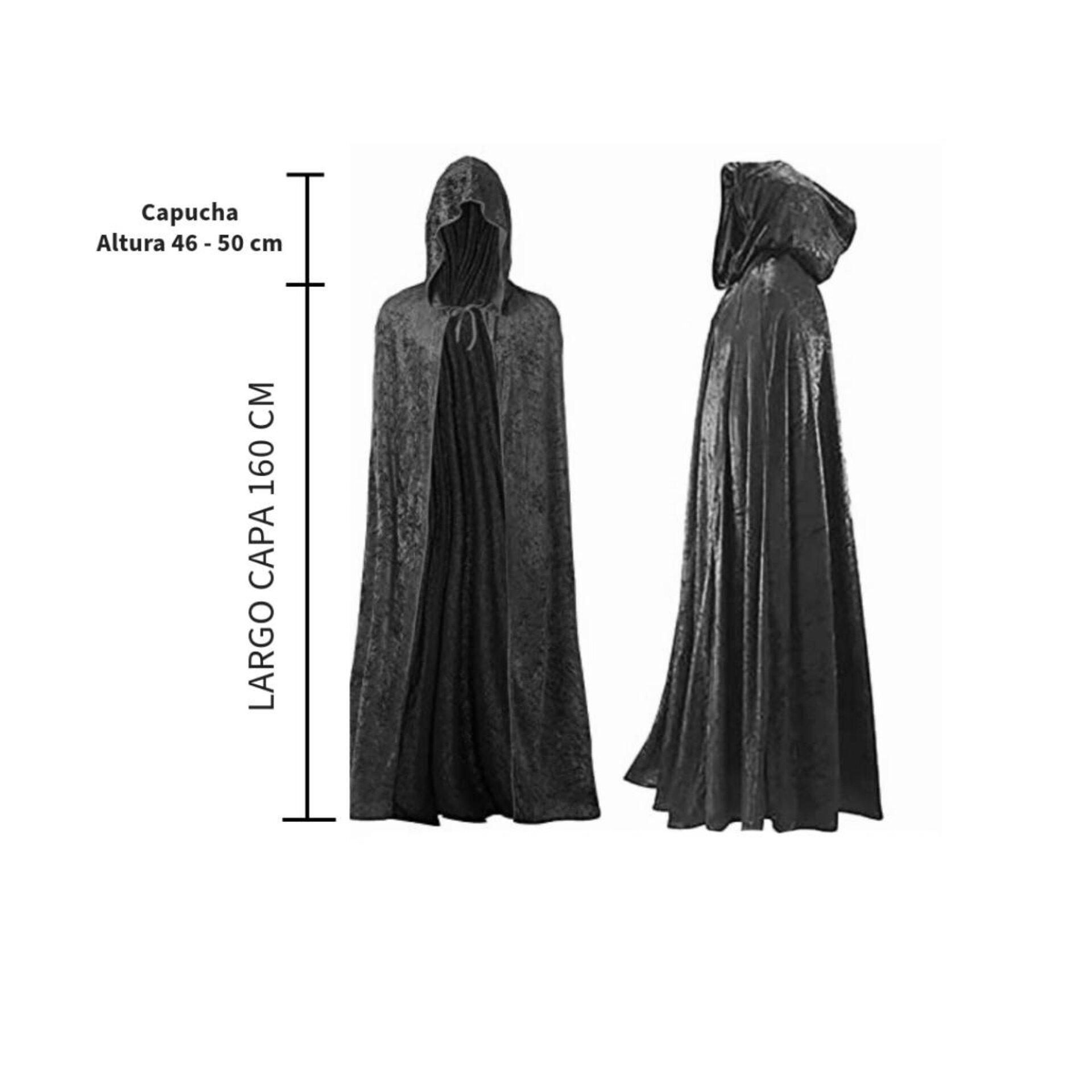 Capas con Capucha en Terciopelo negro Unisex para Disfraz de Niños y Adultos - 11