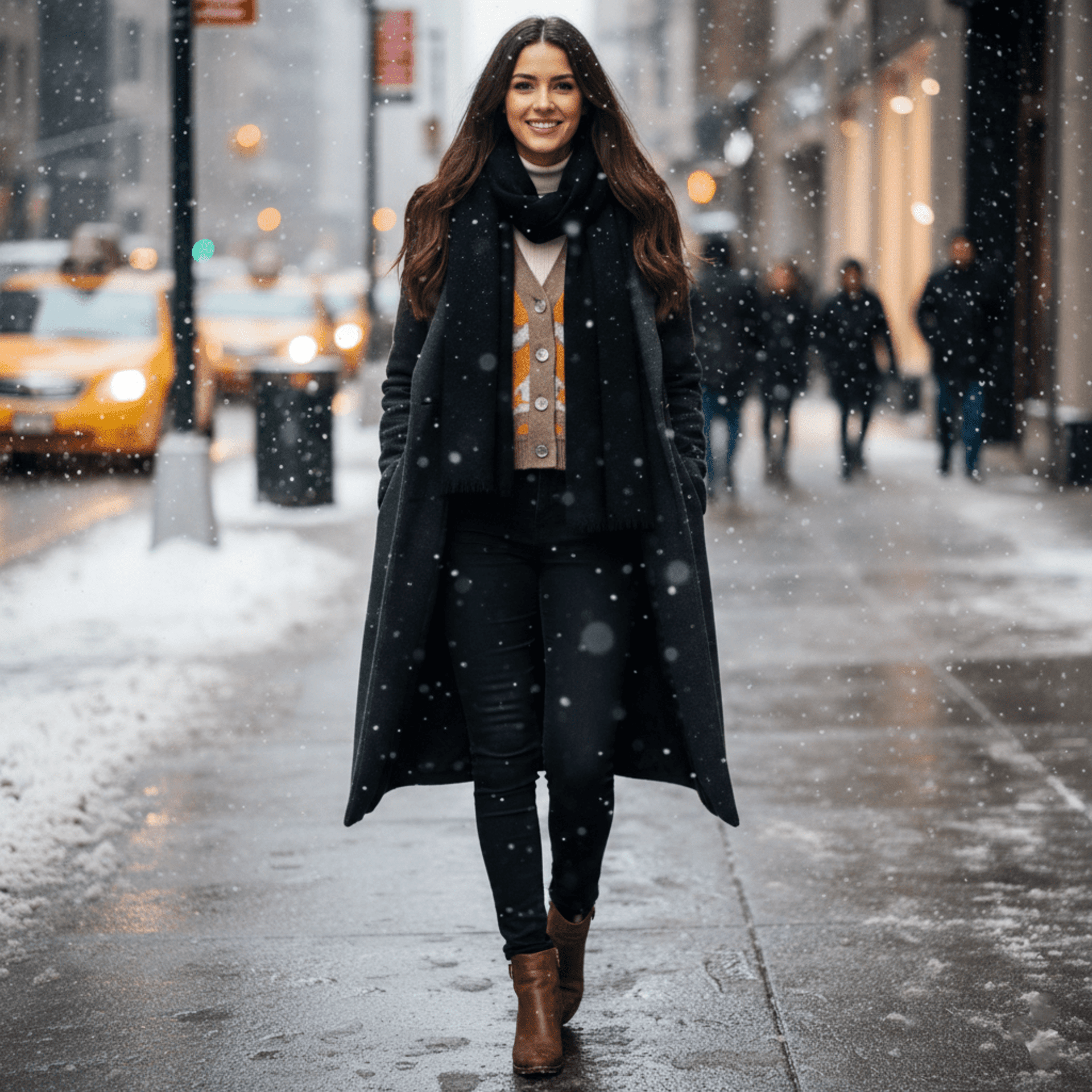 Cárdigan de Punto Mujer Premium | Estampado Abstracto Naranja | Chaqueta Marrón - 10