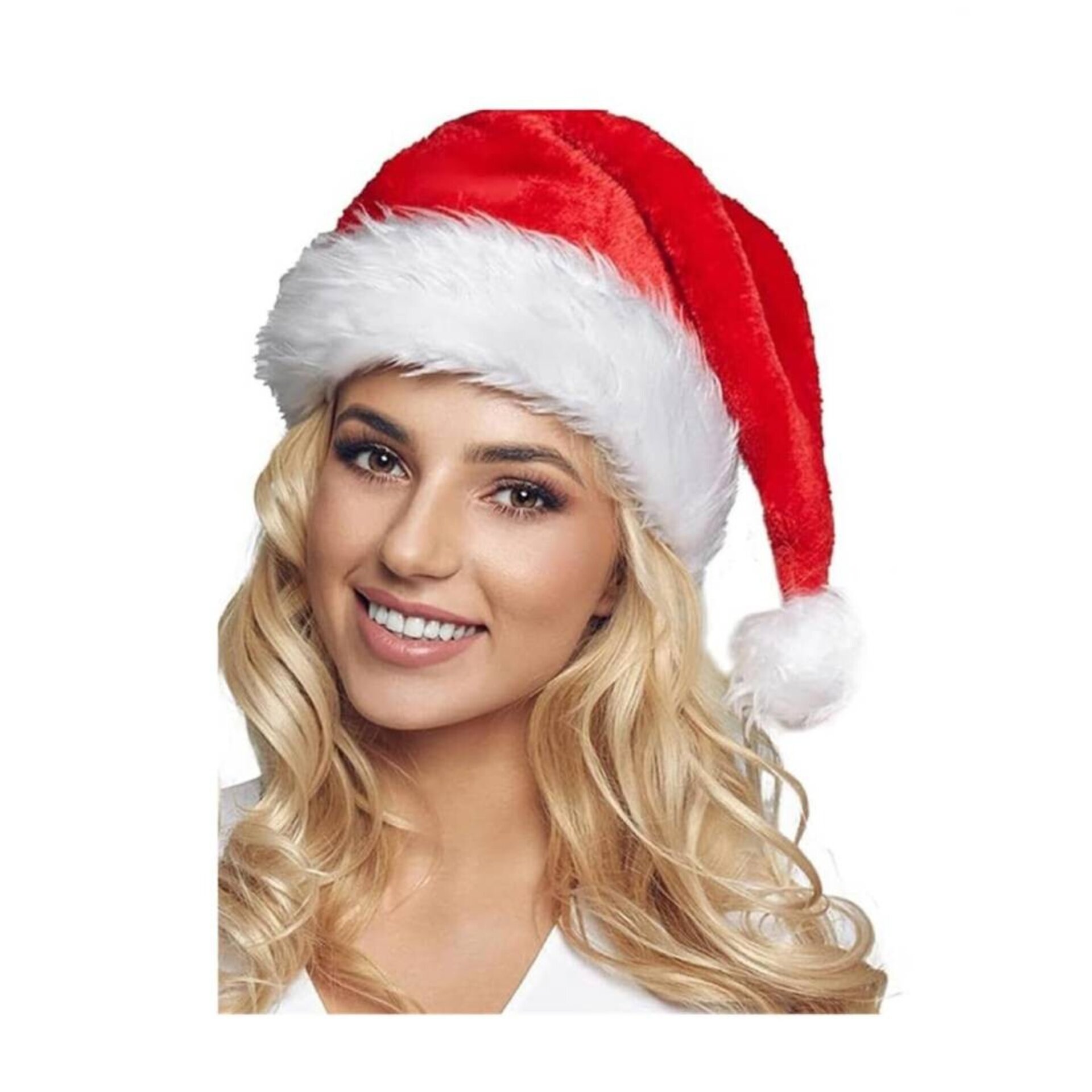 Gorro de Papá Noel Clásico de Peluche - Accesorio Navideño Suave y Festivo - 7