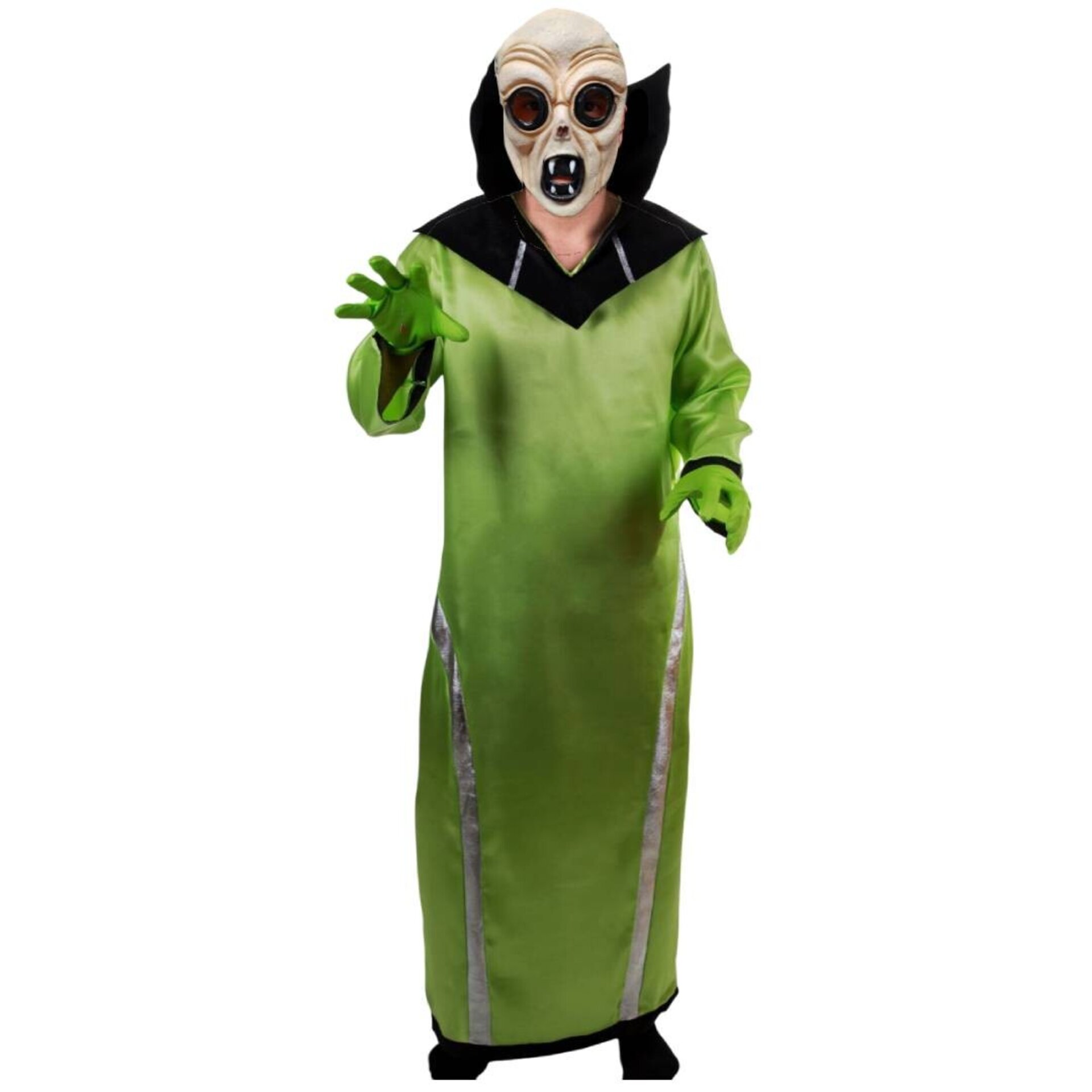 Disfraz Alienígena Terror Ovni Hombre | Máscara Látex Guantes Túnica | Halloween - 1