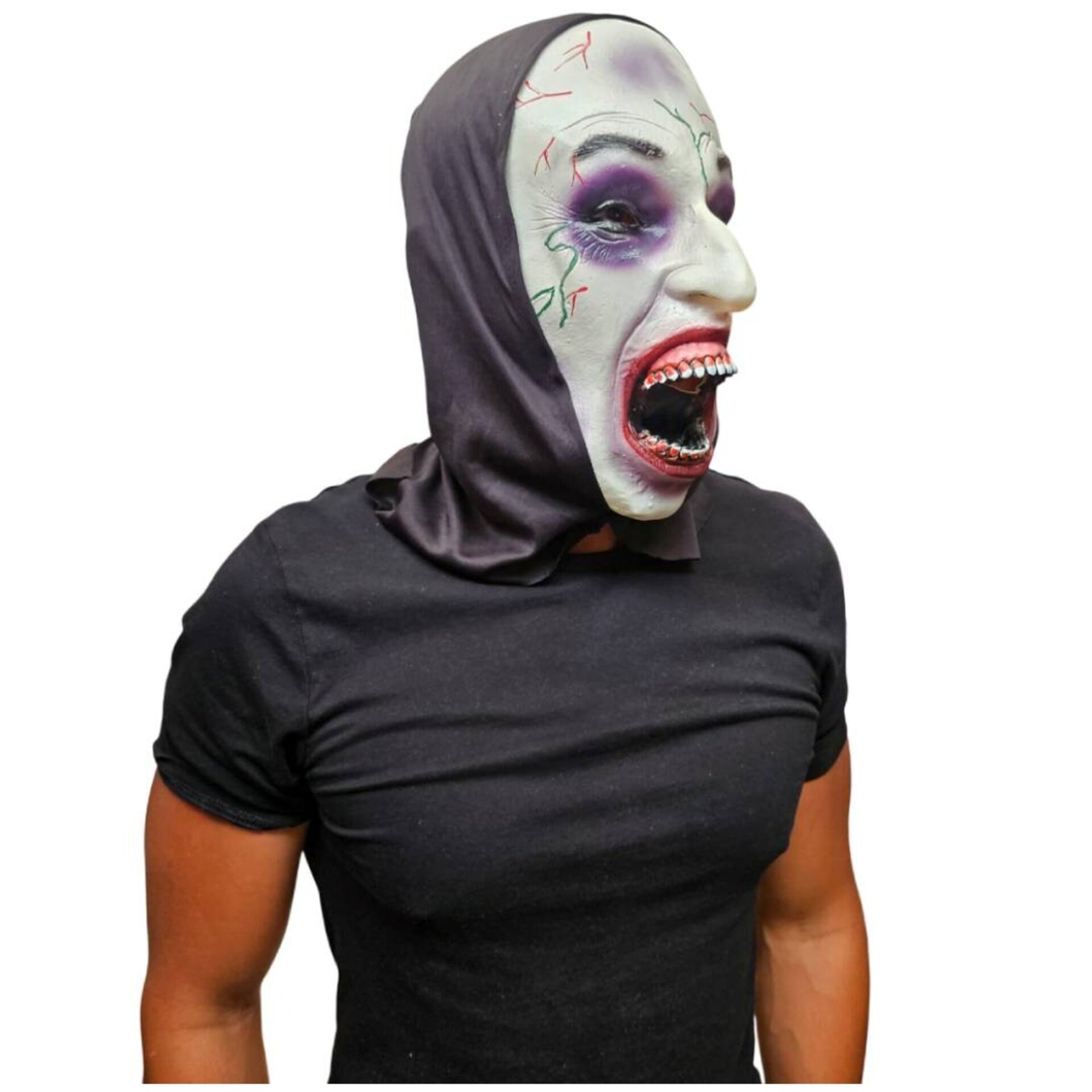 Disfraz Monja Poseída Película Terror Túnica Máscara Látex, Guantes Cruz. Adulto - 6