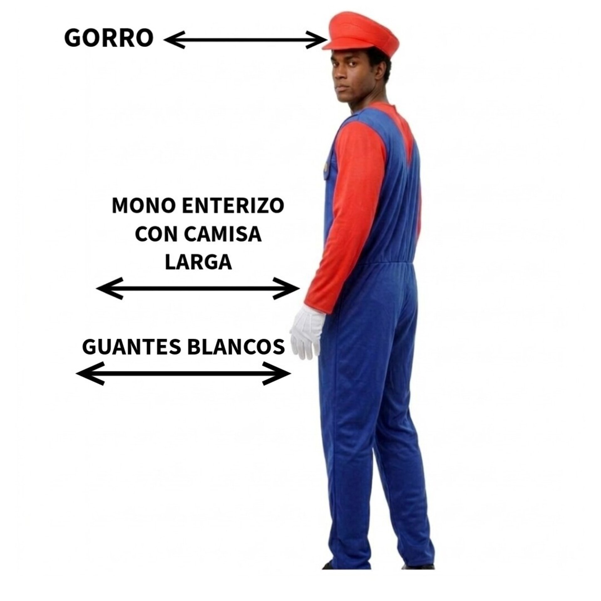 Disfraz Luigi, Super Mario Bros Hermanos Fontanero Enterizo, Gorra para Adulto - 10