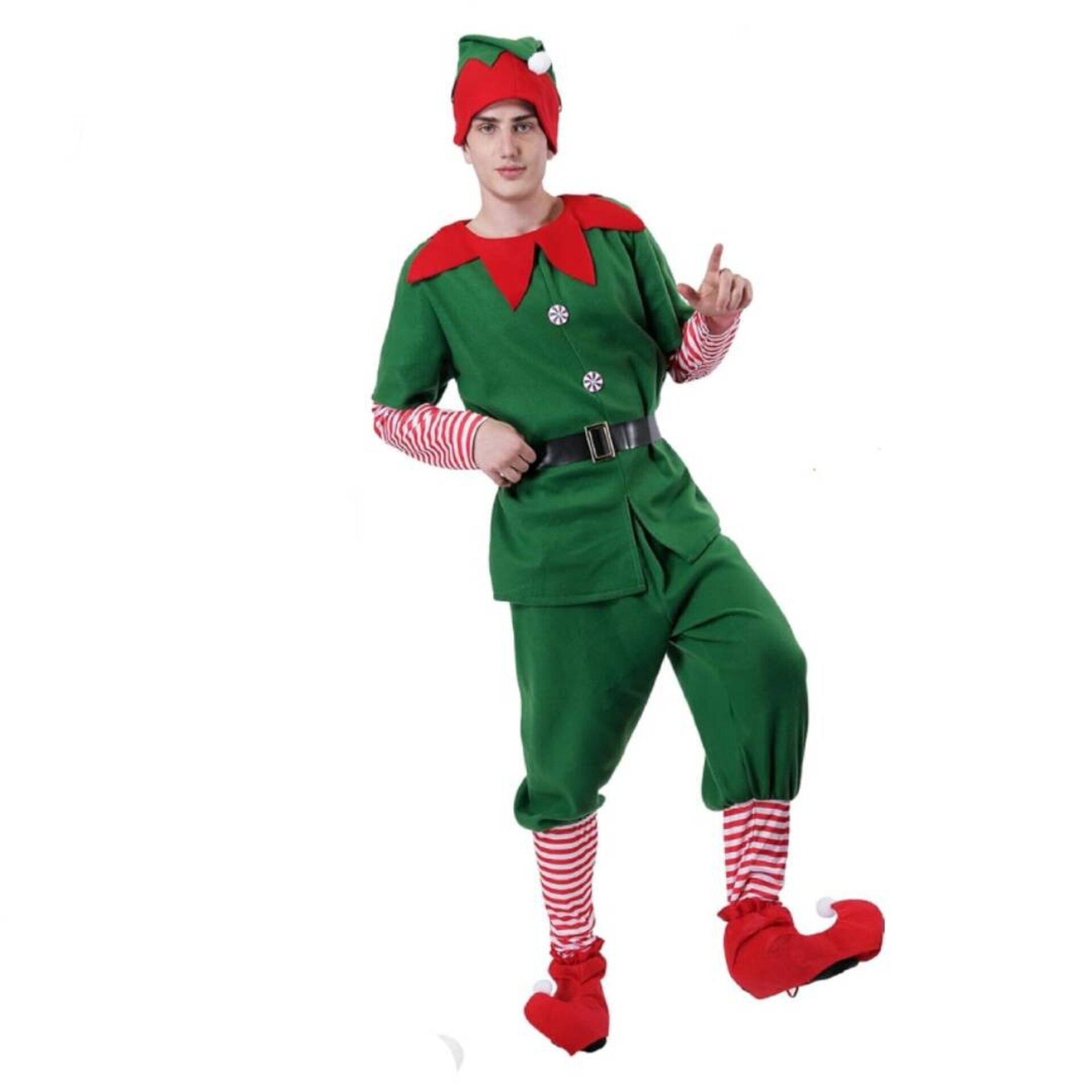 Disfraz Elfo - Traje Navidad Duende Verde - Papa Noel - Regalos Adulto - 1